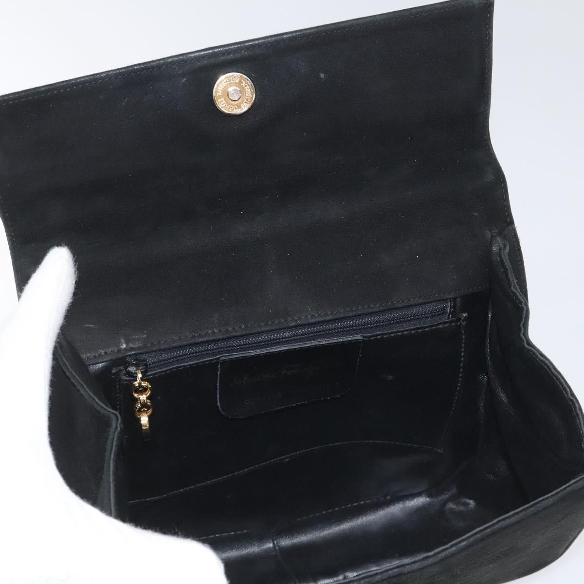 Salvatore Ferragamo Gancini Black Suede Shoulder Bag (Pre-Owned) Size ONE SIZE - 15 Thumbnail
