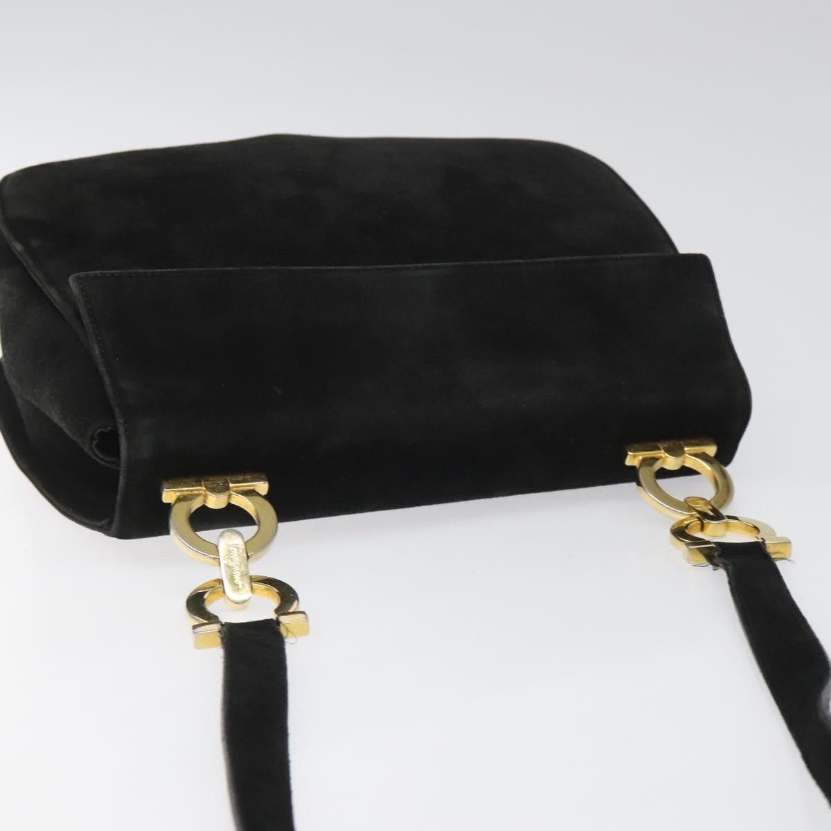 Salvatore Ferragamo Gancini Black Suede Shoulder Bag (Pre-Owned) Size ONE SIZE - 12 Thumbnail