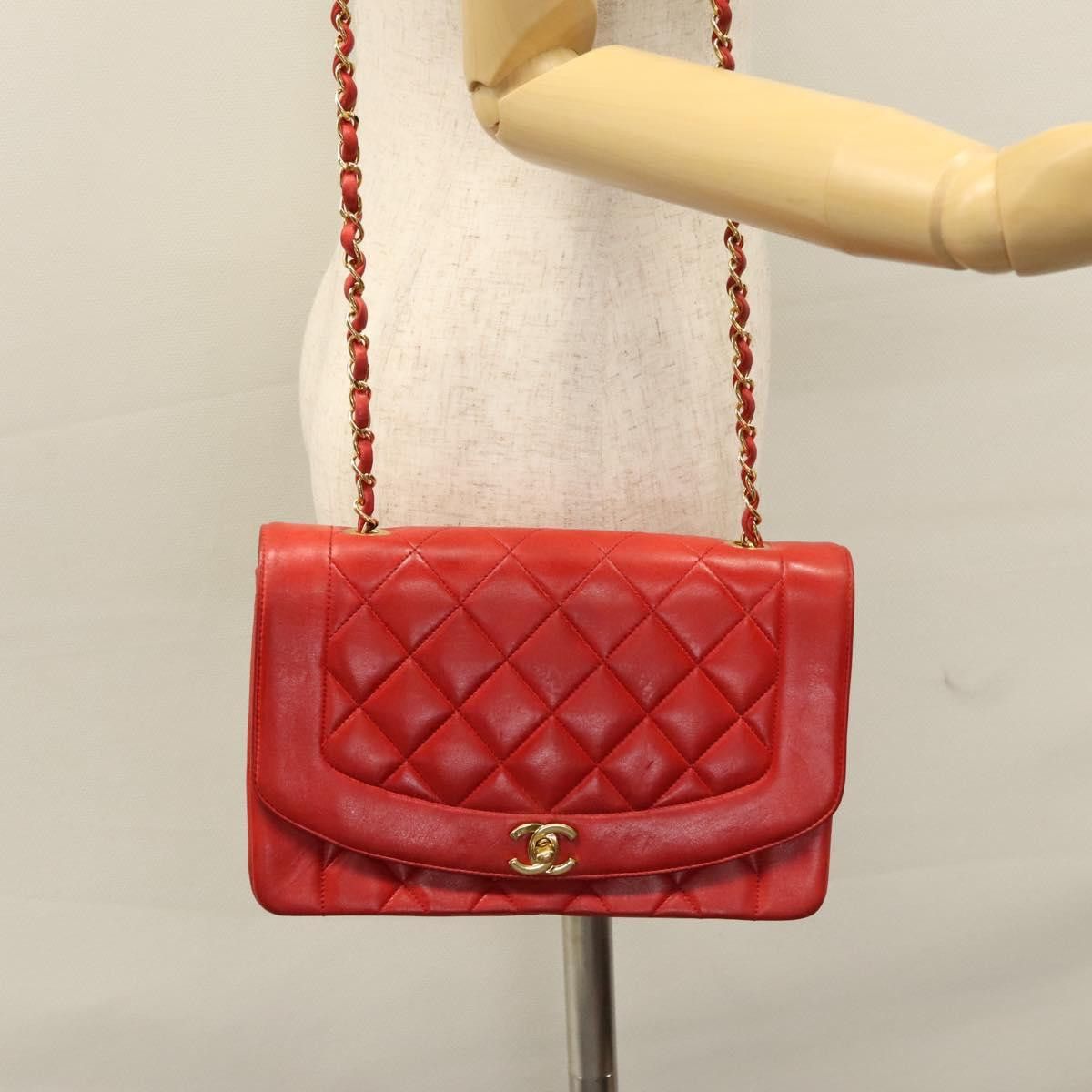 Chanel Diana Red Leather Shoulder Bag (Pre-Owned) Size ONE SIZE - 15 Thumbnail