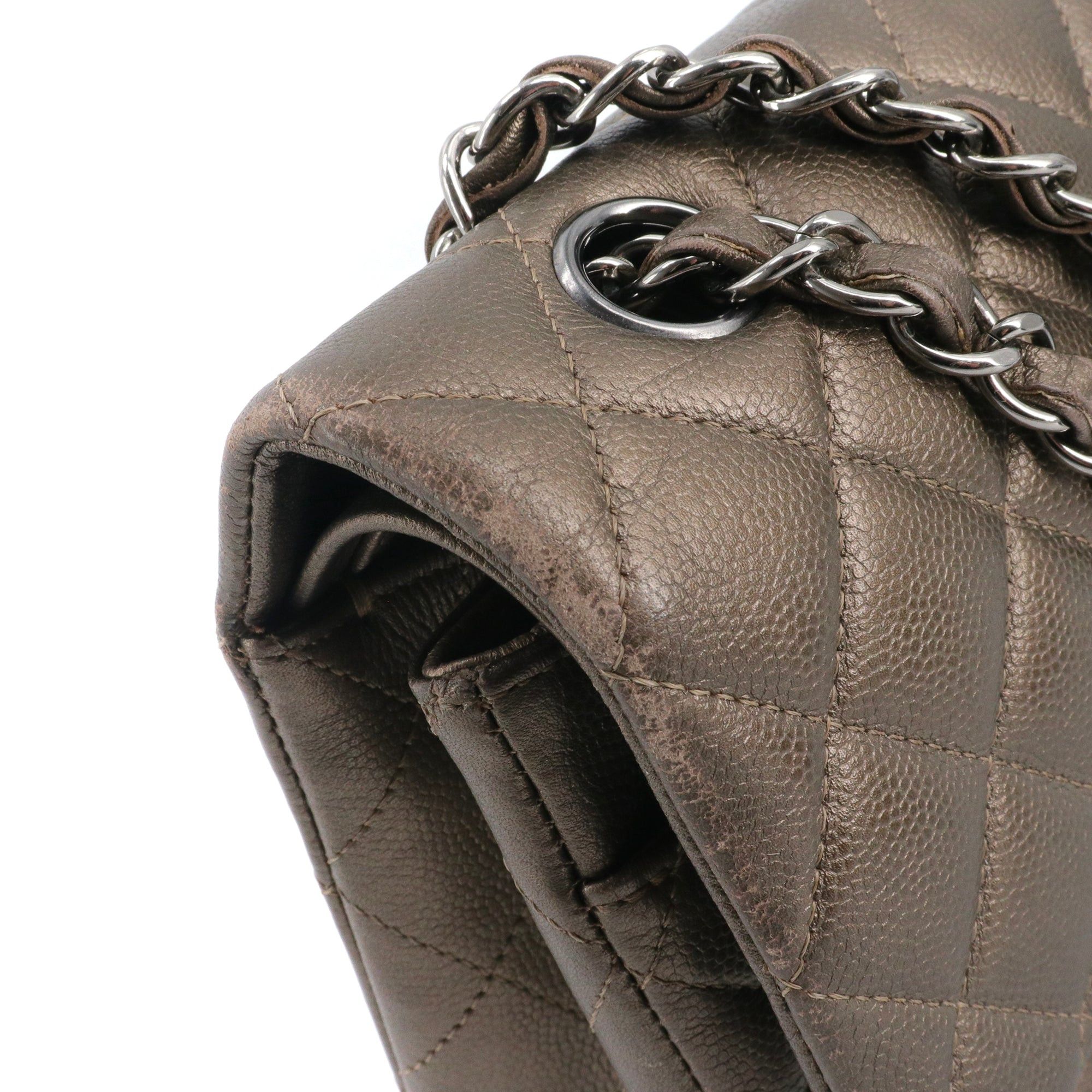 Chanel CHANEL - Chanel Classique/Timeless double flap handbag in gold caviar leather Size ONE SIZE - 6 Thumbnail