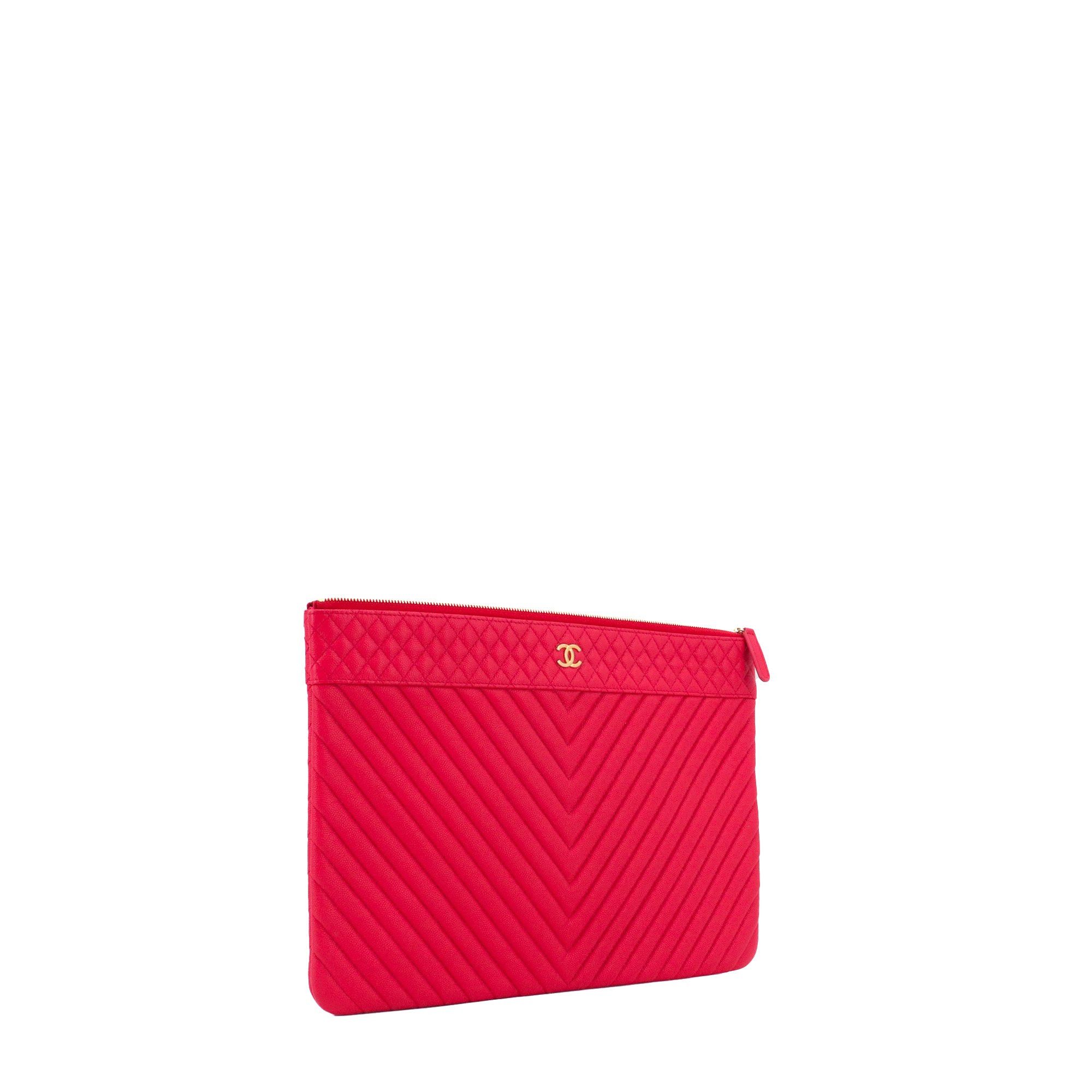 Chanel CHANEL - Chanel clutch in red chevron caviar leather Size ONE SIZE - 2 Thumbnail