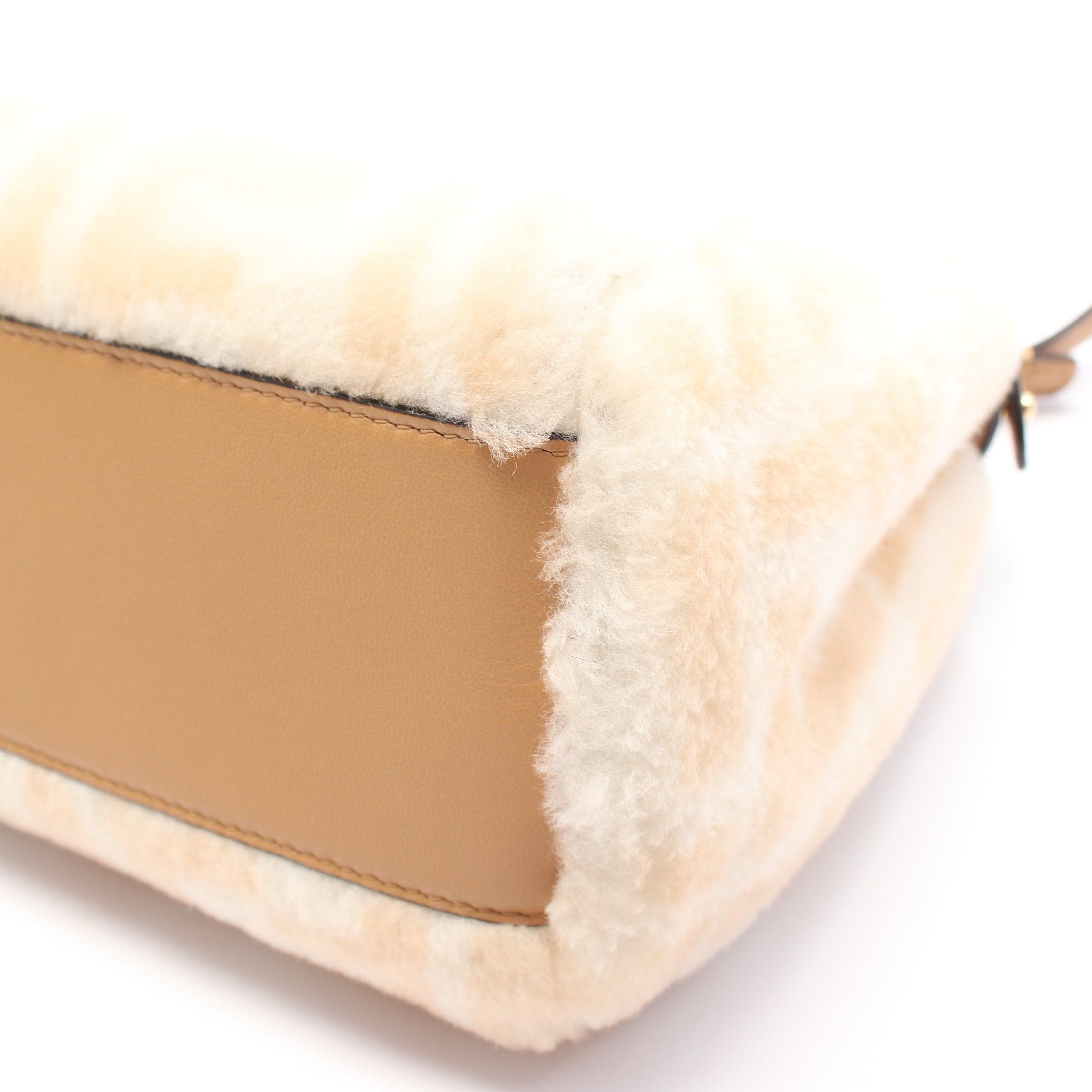 Fendi Fendi Ｍini Peekaboo Handbag Fur Leather Beige Off White Brown Size ONE SIZE - 5 Thumbnail