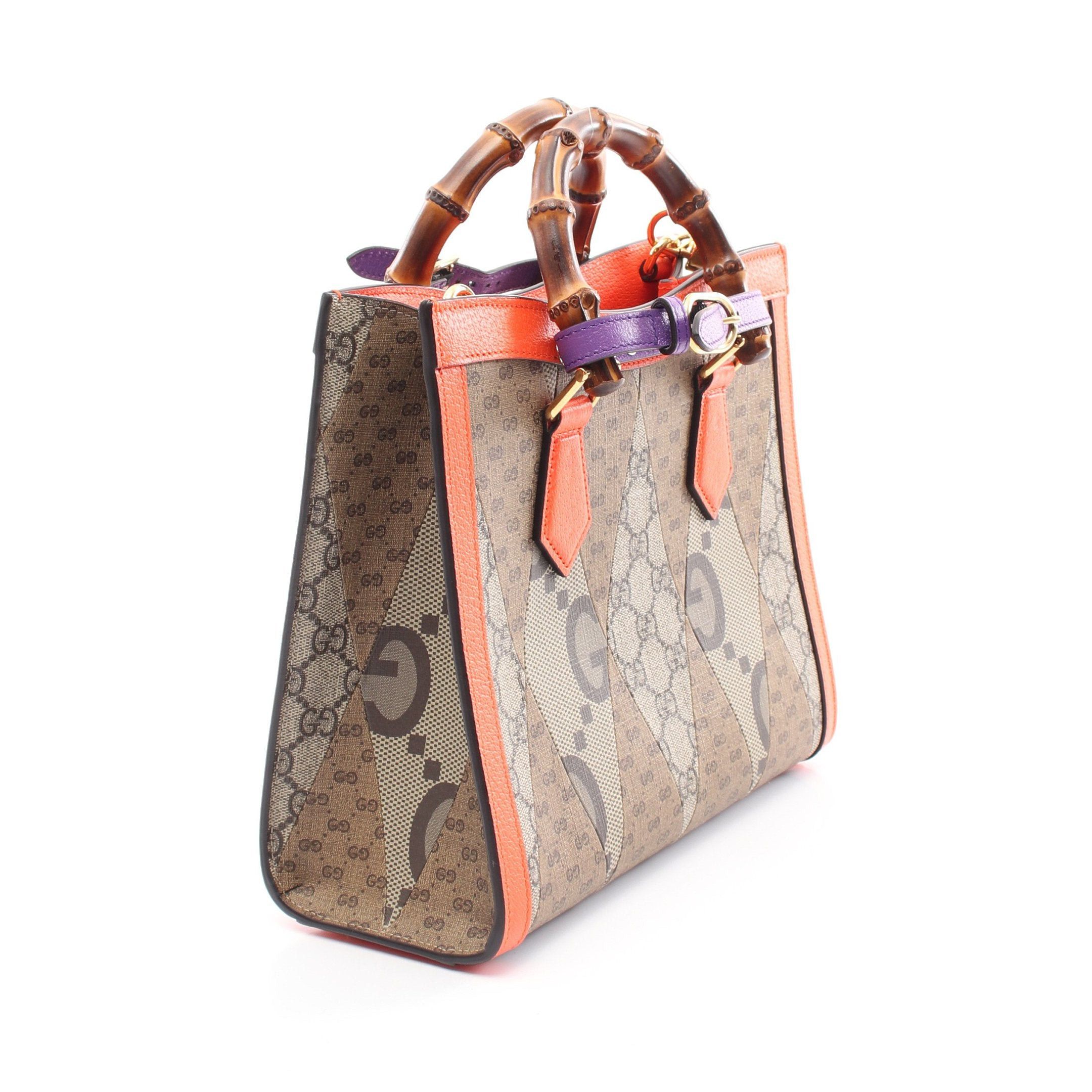 Gucci Gucci Diana Small Gg Supreme Handbag Patchwork Leather Beige Orange Red Size ONE SIZE - 2 Thumbnail