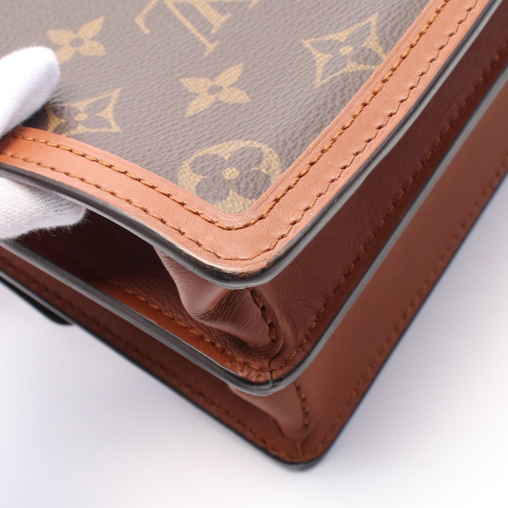 Louis Vuitton Louis Vuitton Dauphine Mini Monogram Reverse Shoulder Bag Leather Brown Beige Size ONE SIZE - 8 Thumbnail