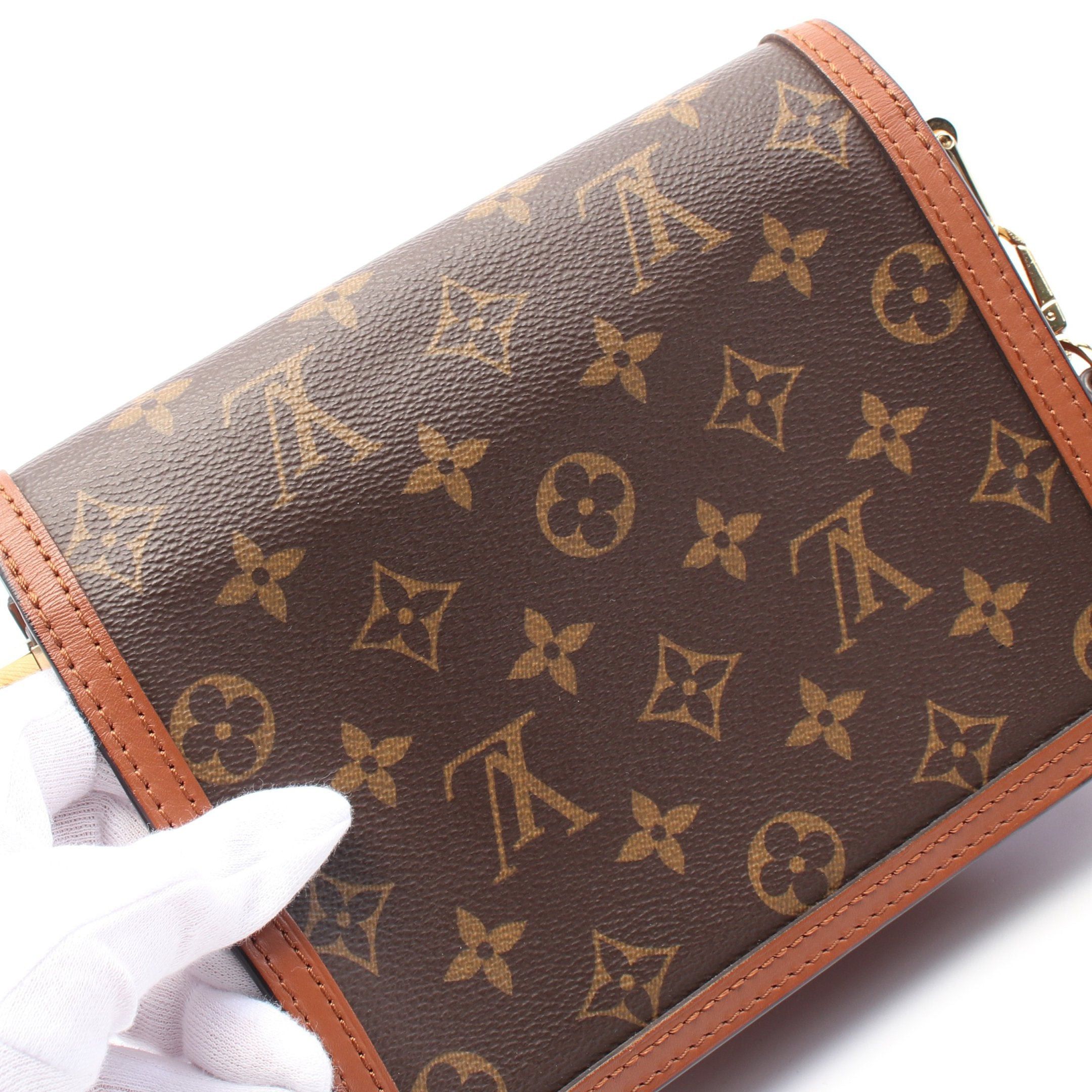 Louis Vuitton Louis Vuitton Dauphine Mini Monogram Reverse Shoulder Bag Leather Brown Beige Size ONE SIZE - 7 Thumbnail