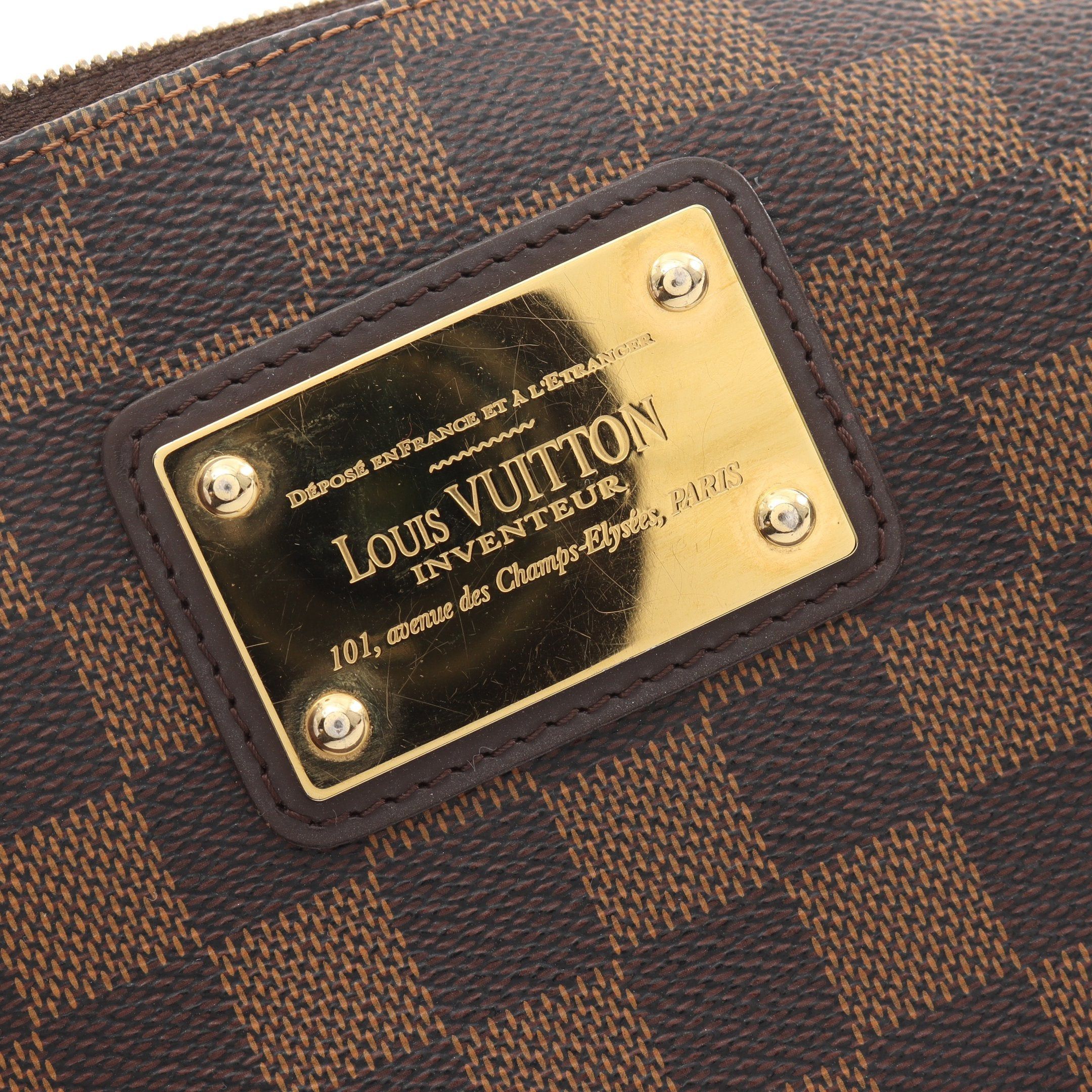 Louis Vuitton Louis Vuitton Eva Damier Ebene Chain Handbag Leather Brown Size ONE SIZE - 7 Thumbnail