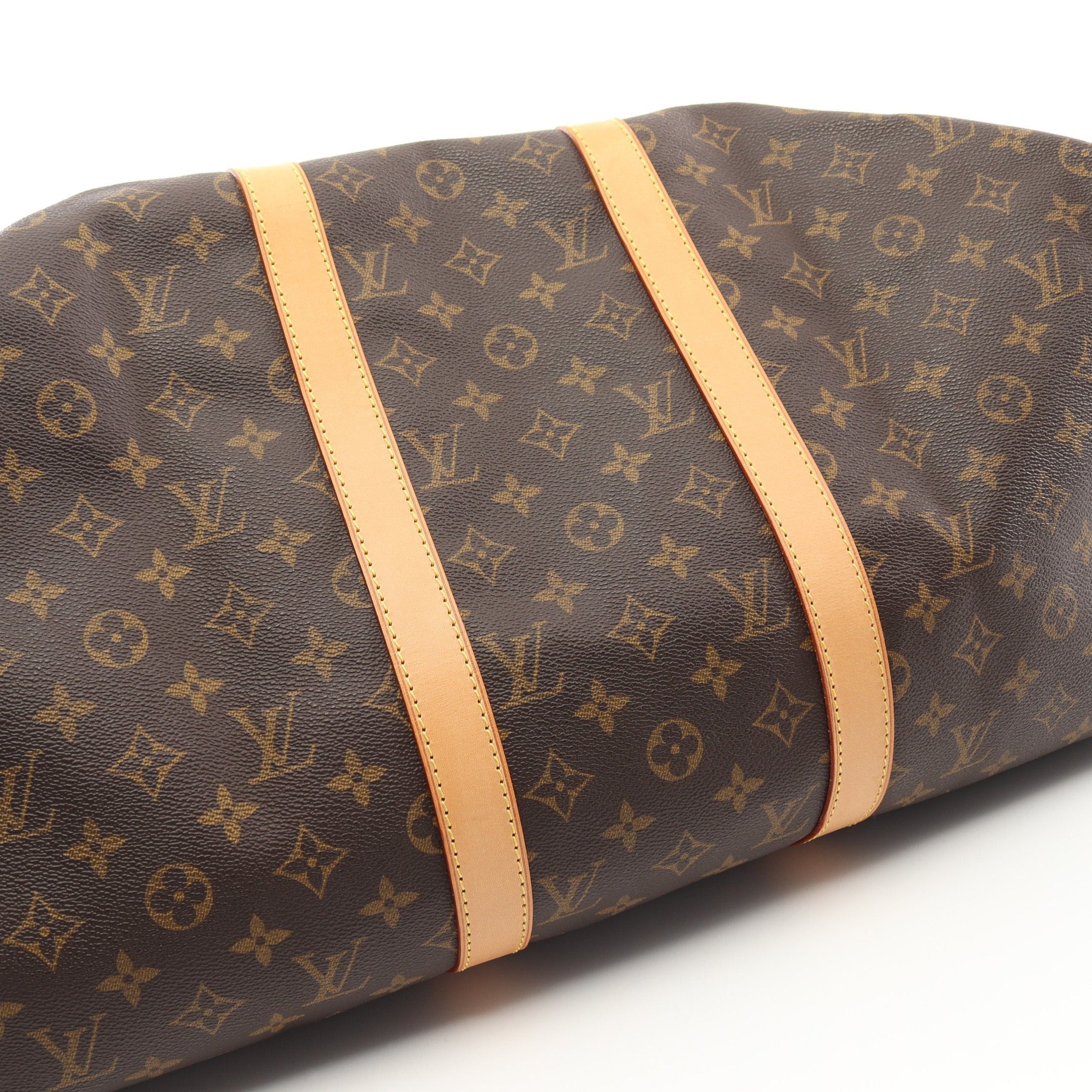 Louis Vuitton Louis Vuitton Keepall 50 Monogram Boston Bag Leather Brown Size ONE SIZE - 10 Thumbnail
