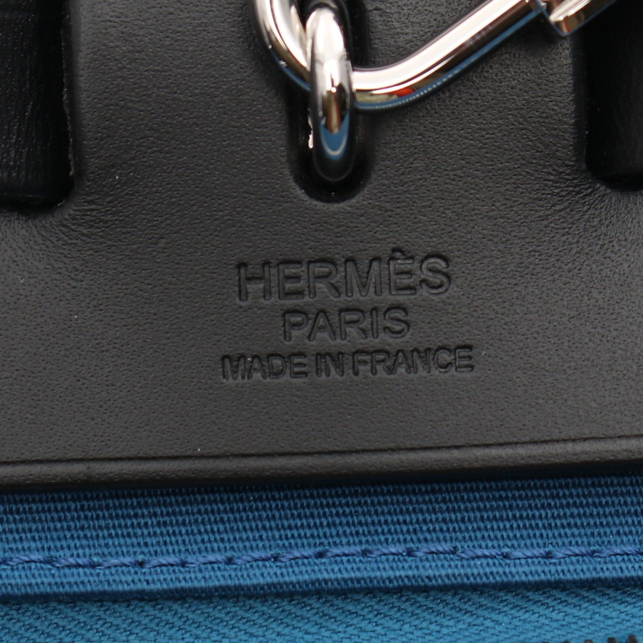 Hermes Hermes Herbag Zip Pm Blue Troupe Mare Handbag Toile Officier Vache Hunter Black Silver Hardware A Stamp Size ONE SIZE - 4 Thumbnail