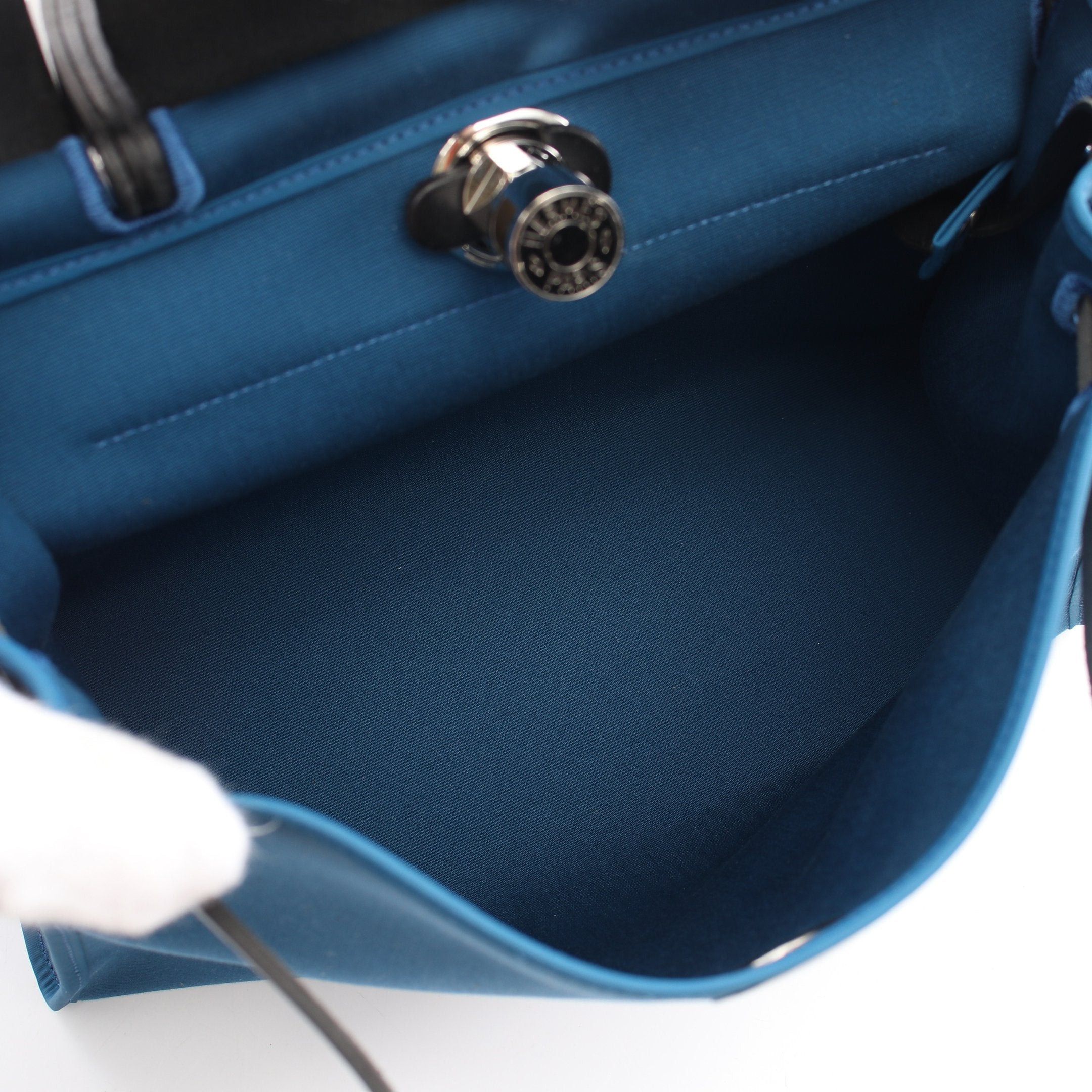 Hermes Hermes Herbag Zip Pm Blue Troupe Mare Handbag Toile Officier Vache Hunter Black Silver Hardware A Stamp Size ONE SIZE - 3 Thumbnail