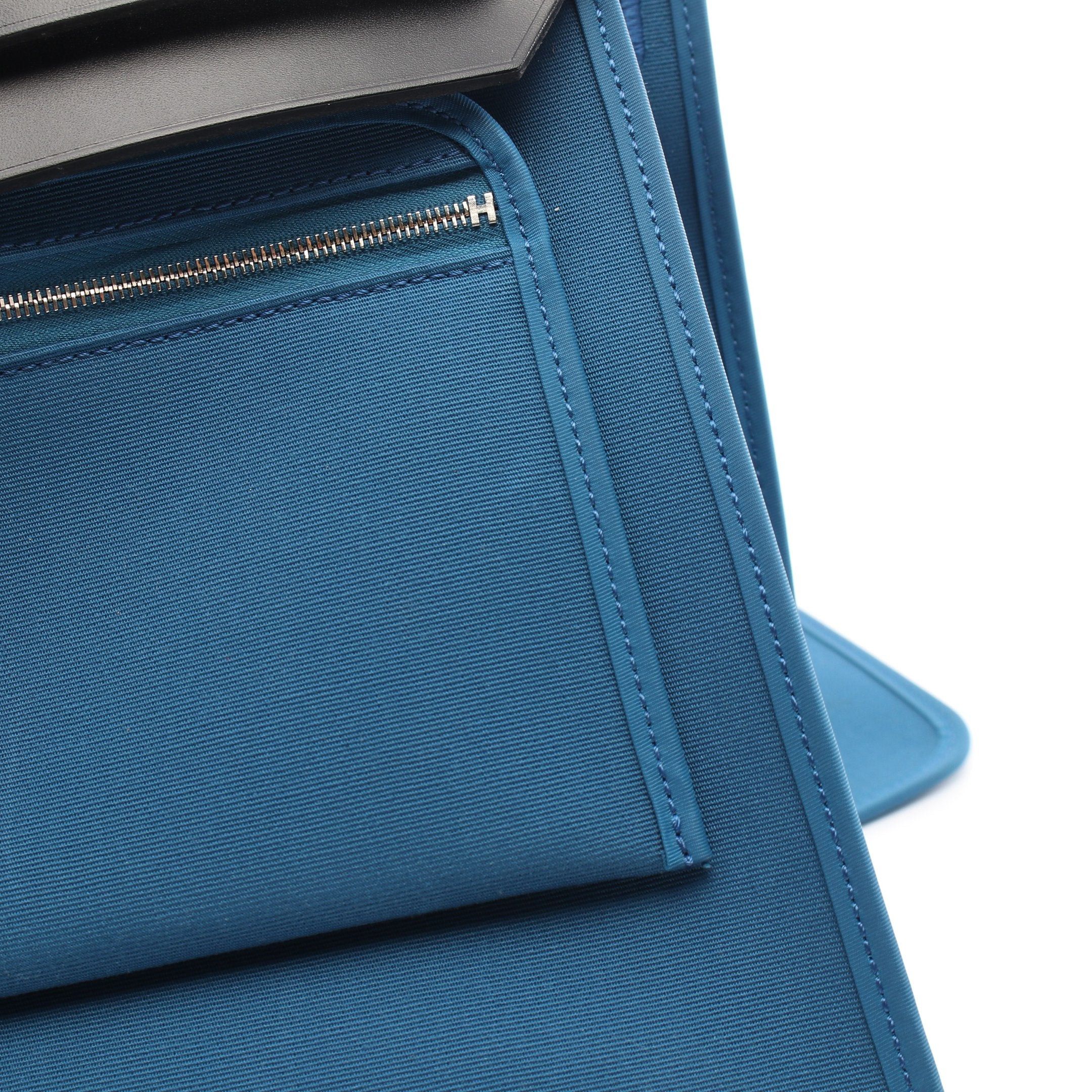 Hermes Hermes Herbag Zip Pm Blue Troupe Mare Handbag Toile Officier Vache Hunter Black Silver Hardware A Stamp Size ONE SIZE - 6 Thumbnail
