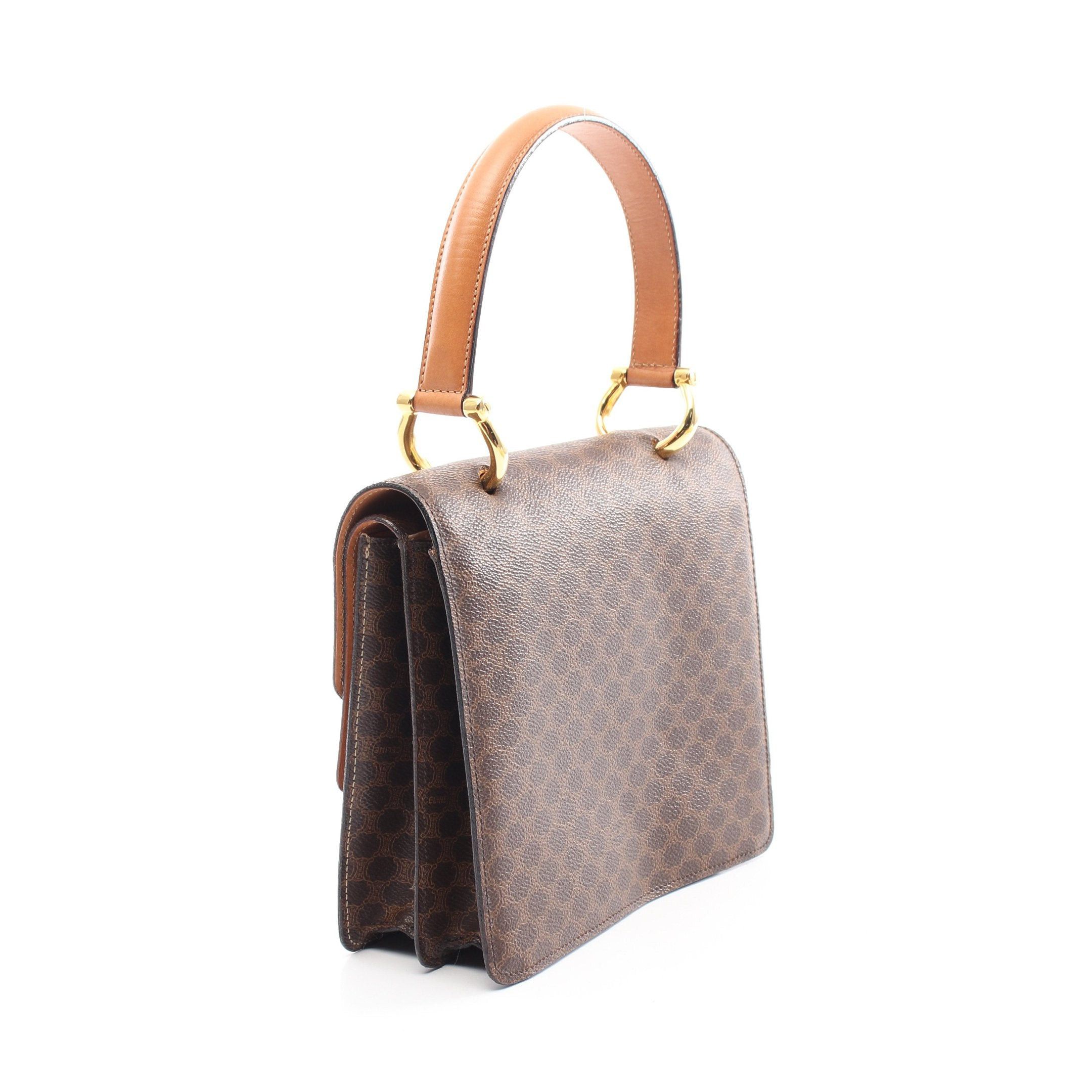 Celine Celine Macadam Handbag Leather Brown Beige Size ONE SIZE - 2 Thumbnail