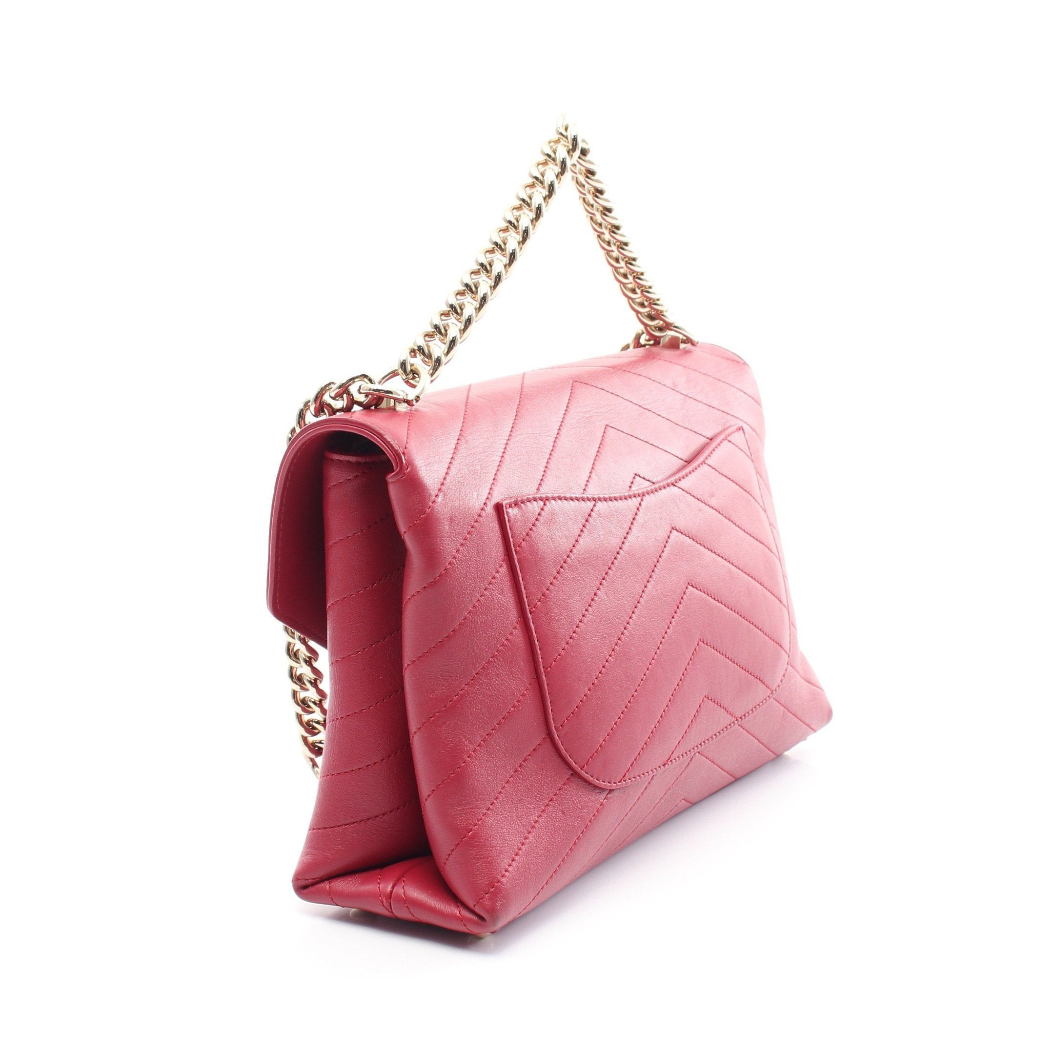 Chanel Chanel V-Stitch Chevron Chain Shoulder Bag Leather Red Gold Hardware Size ONE SIZE - 2 Thumbnail