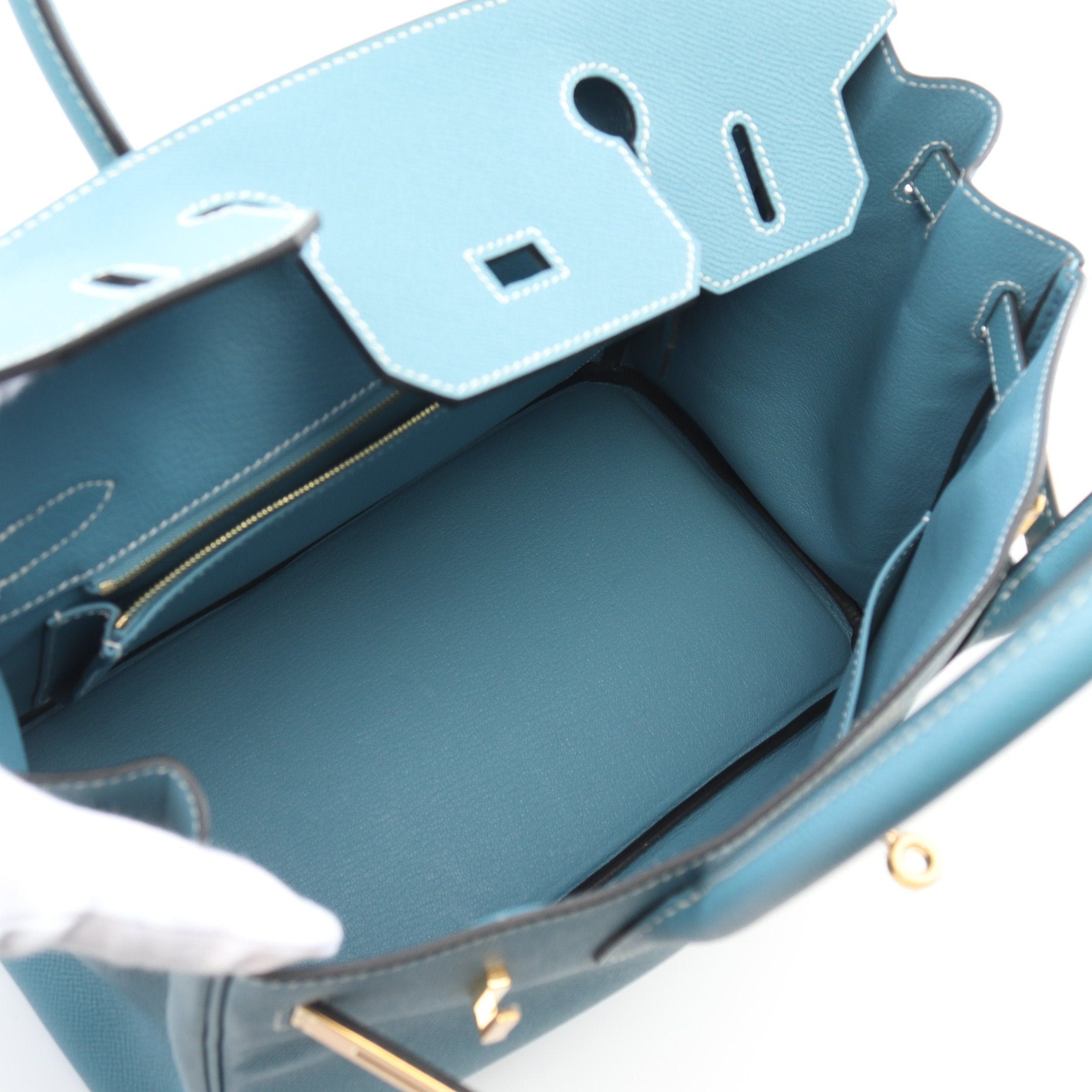Hermes Hermes Birkin 30 New Blue Jean Handbag Togo Gold Hardware Double Engraved Size ONE SIZE - 3 Thumbnail