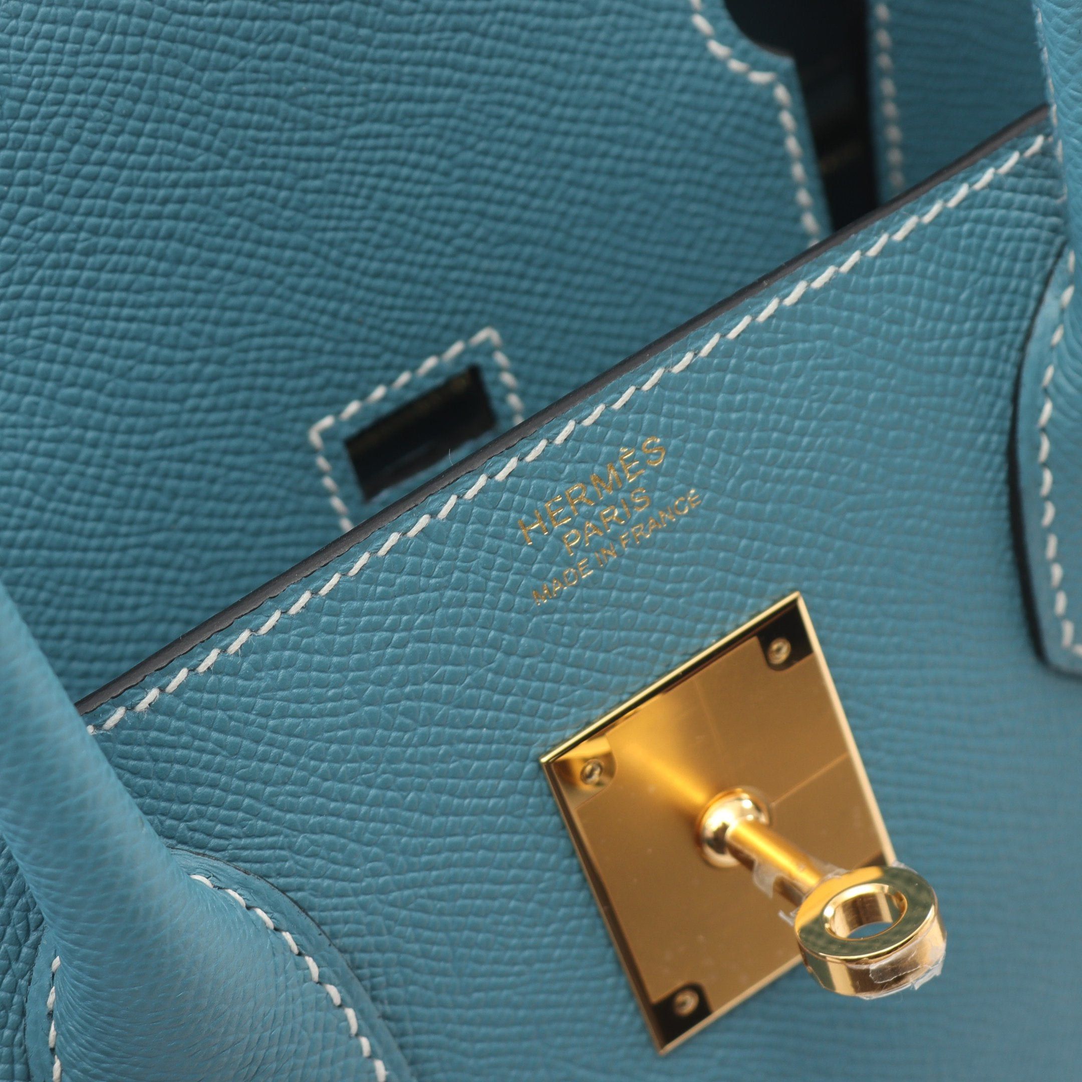 Hermes Hermes Birkin 30 New Blue Jean Handbag Togo Gold Hardware Double Engraved Size ONE SIZE - 4 Thumbnail