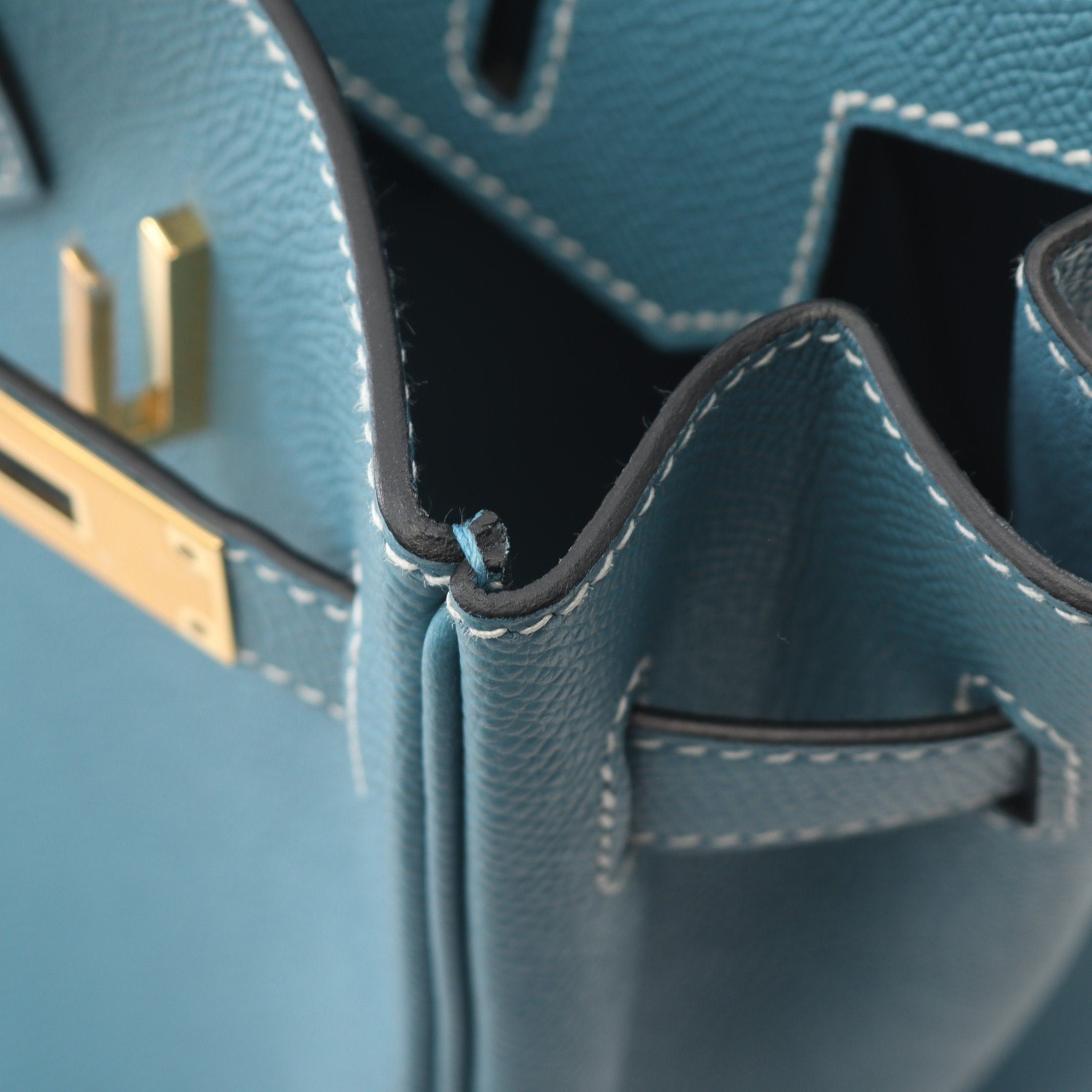 Hermes Hermes Birkin 30 New Blue Jean Handbag Togo Gold Hardware Double Engraved Size ONE SIZE - 7 Thumbnail