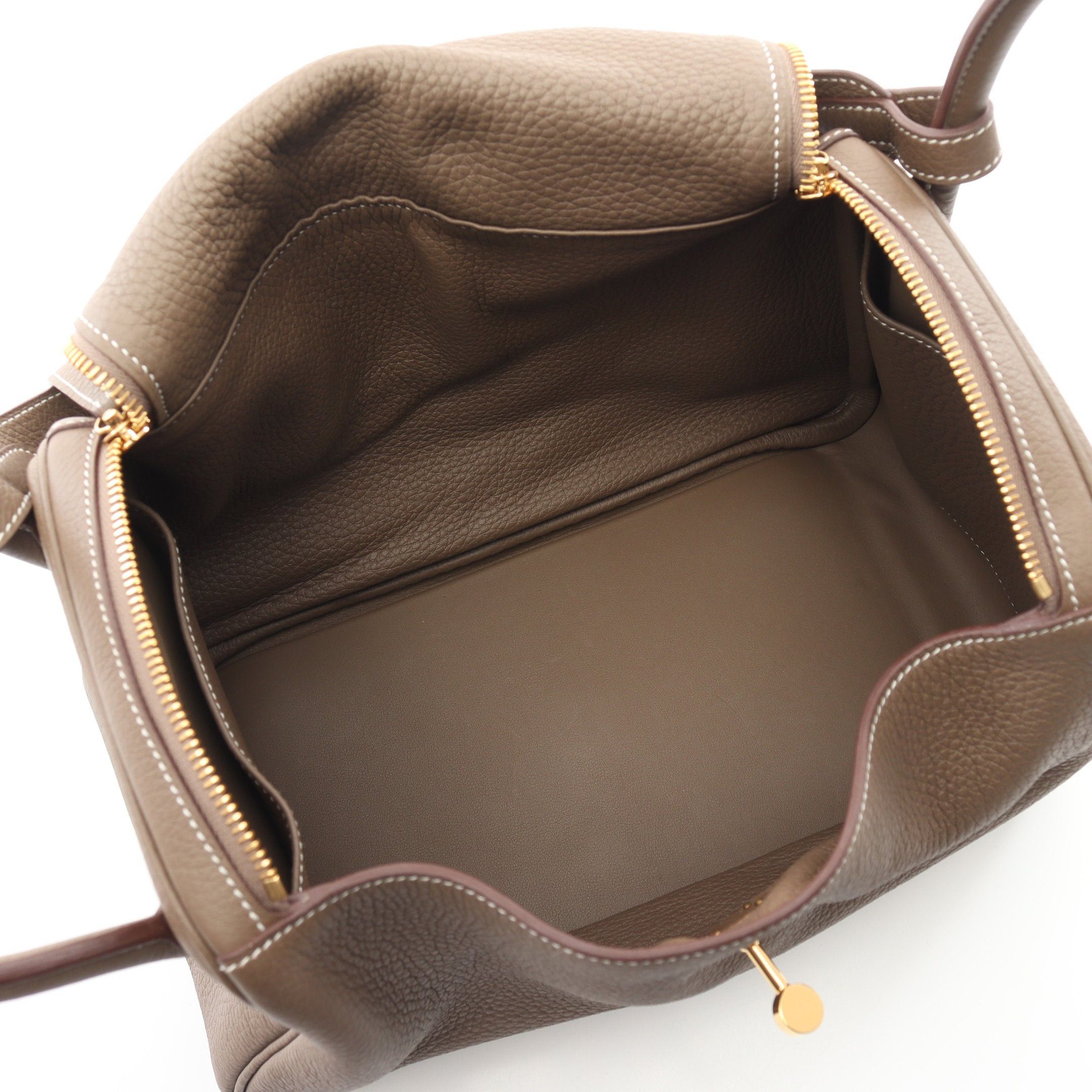 Hermes Hermes Lindy 30 Etoupe Shoulder Bag Clemence Leather Gray Brown Gold Hardware U Stamp Size ONE SIZE - 3 Thumbnail