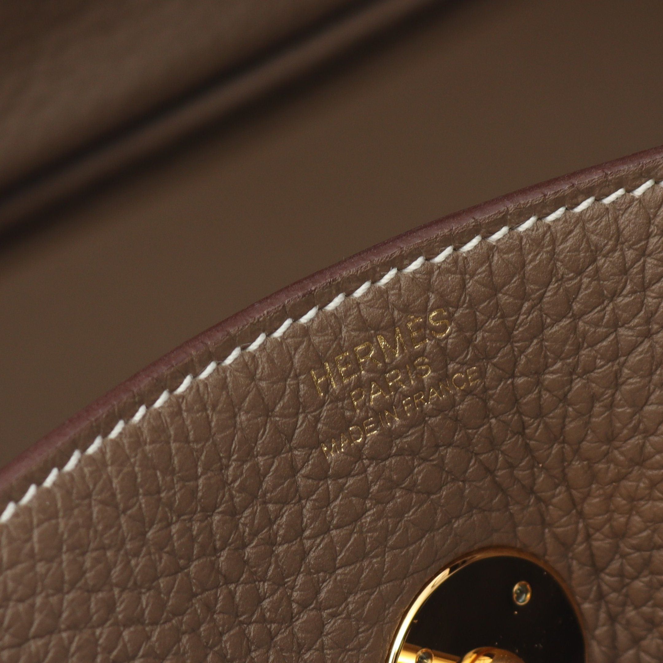 Hermes Hermes Lindy 30 Etoupe Shoulder Bag Clemence Leather Gray Brown Gold Hardware U Stamp Size ONE SIZE - 4 Thumbnail