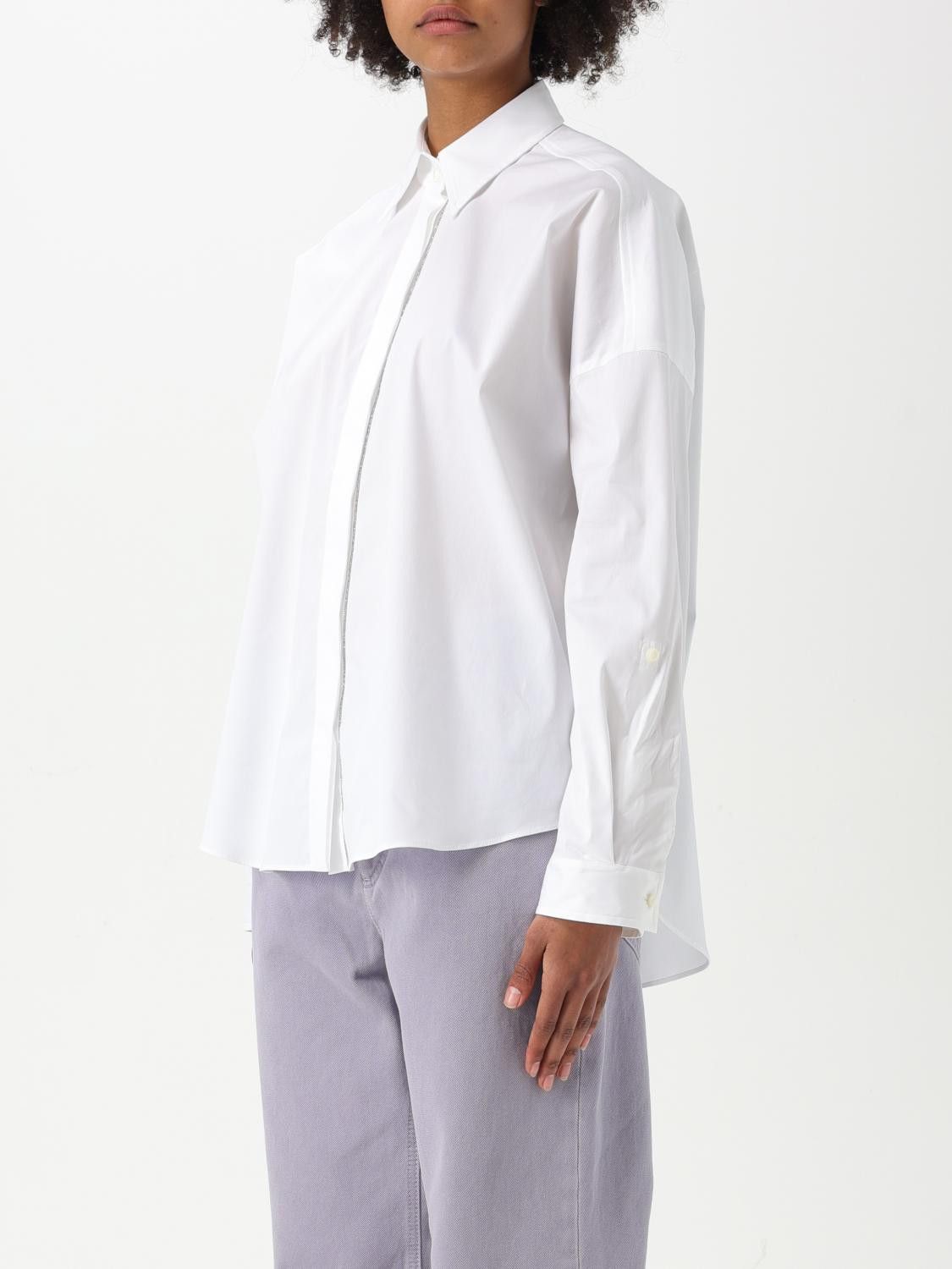 Brunello Cucinelli Brunello Cucinelli Shirt Woman White Size XS / US 0-2 / IT 36-38 - 4 Thumbnail