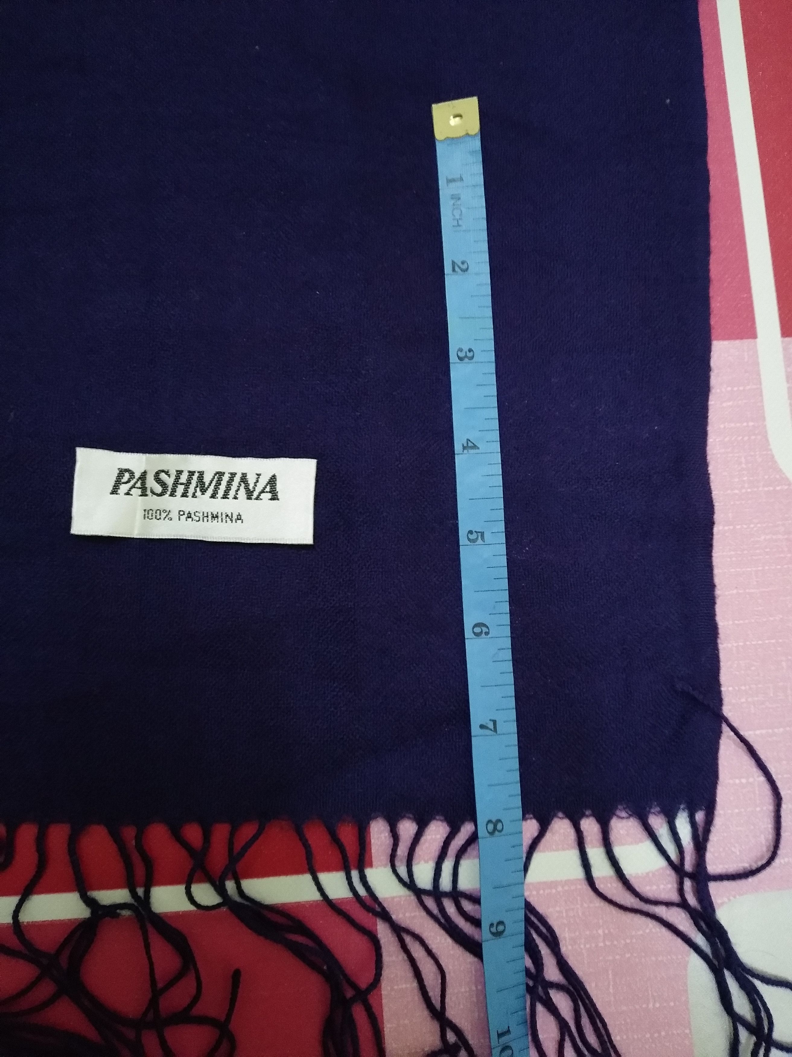 Vintage Vintage Scarf Pashmina muffler Blue scarves 100% Pashmina Size ONE SIZE - 4 Thumbnail