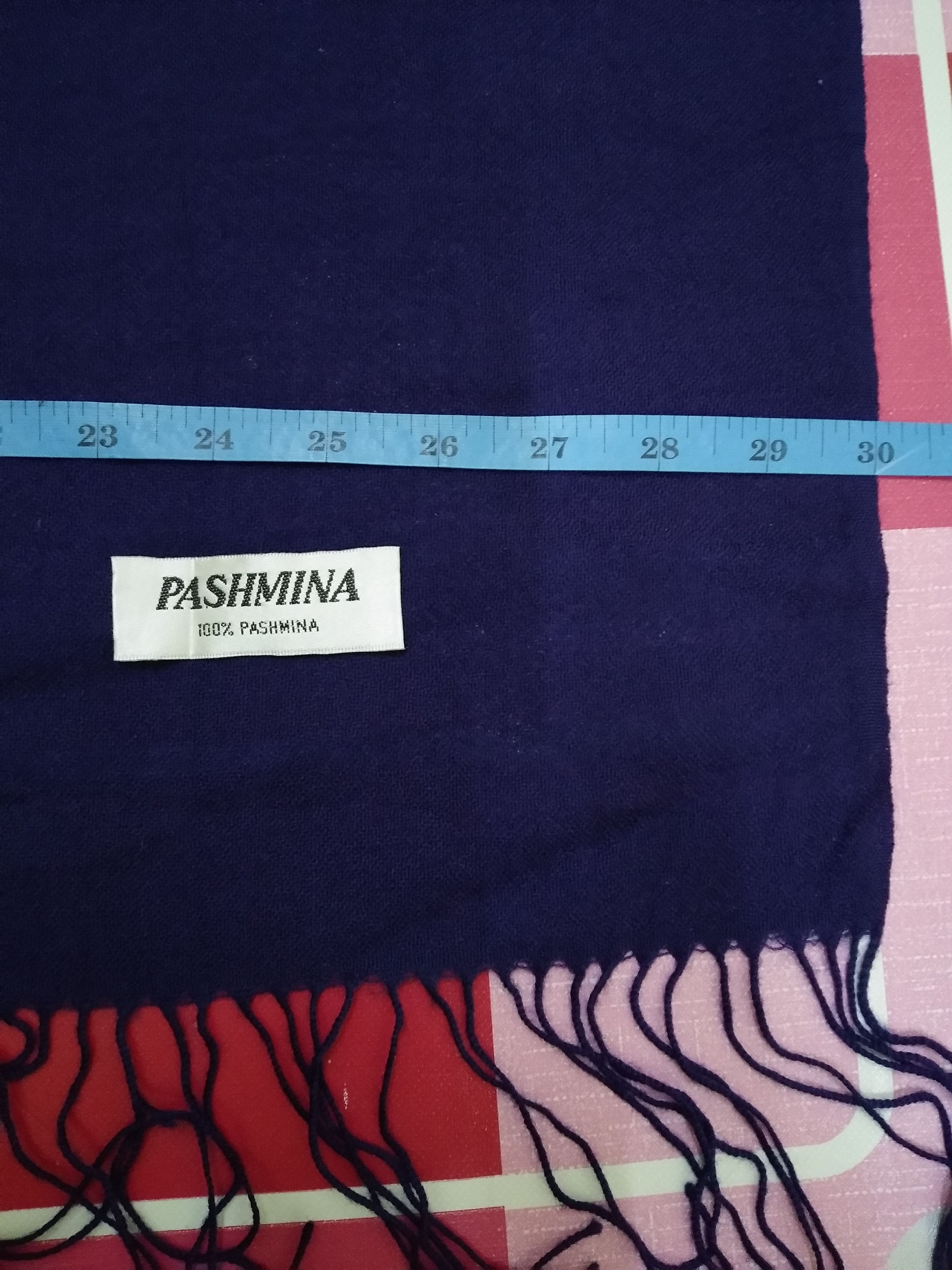 Vintage Vintage Scarf Pashmina muffler Blue scarves 100% Pashmina Size ONE SIZE - 3 Thumbnail