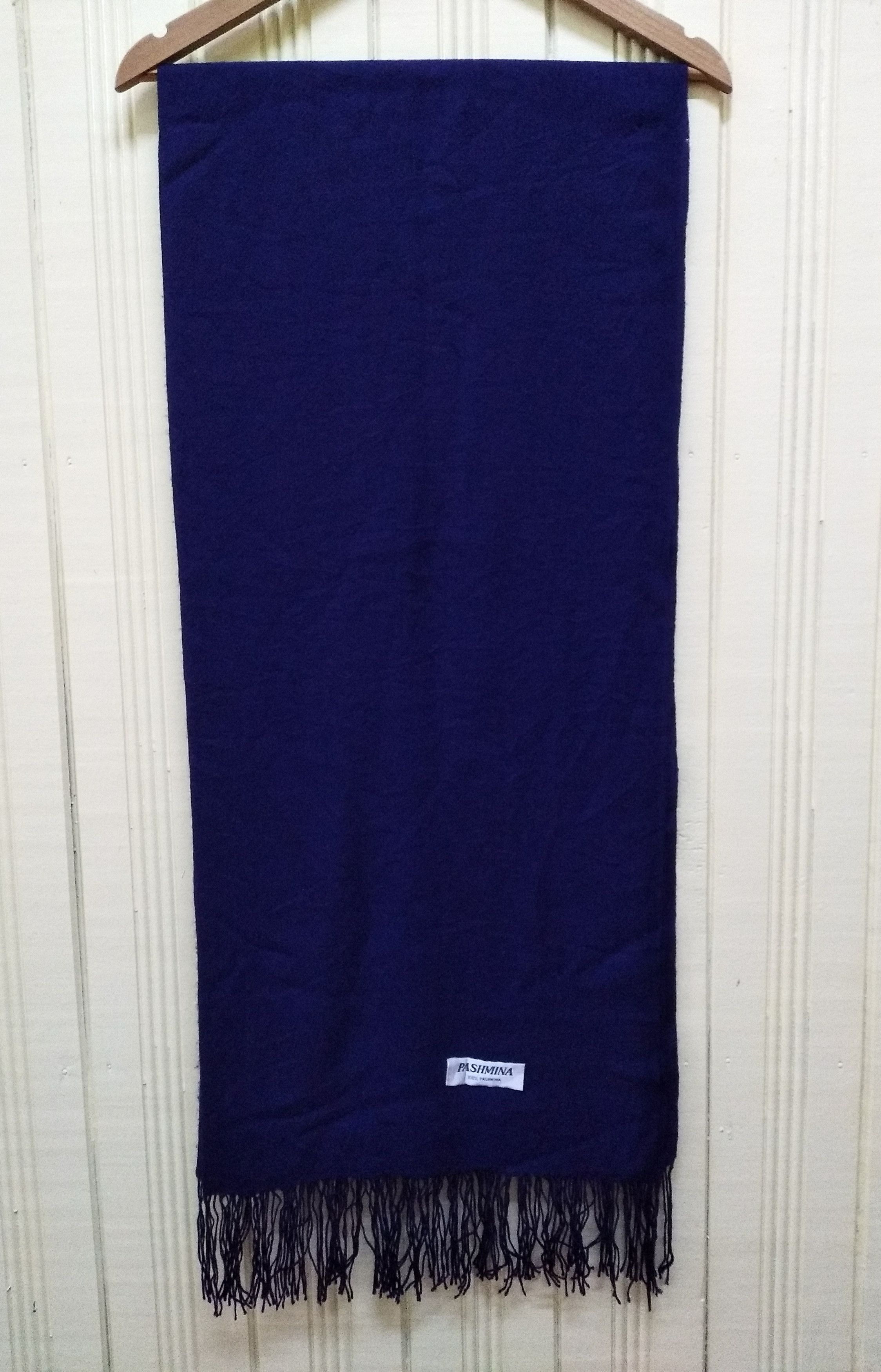 Vintage Vintage Scarf Pashmina muffler Blue scarves 100% Pashmina Size ONE SIZE - 1 Thumbnail