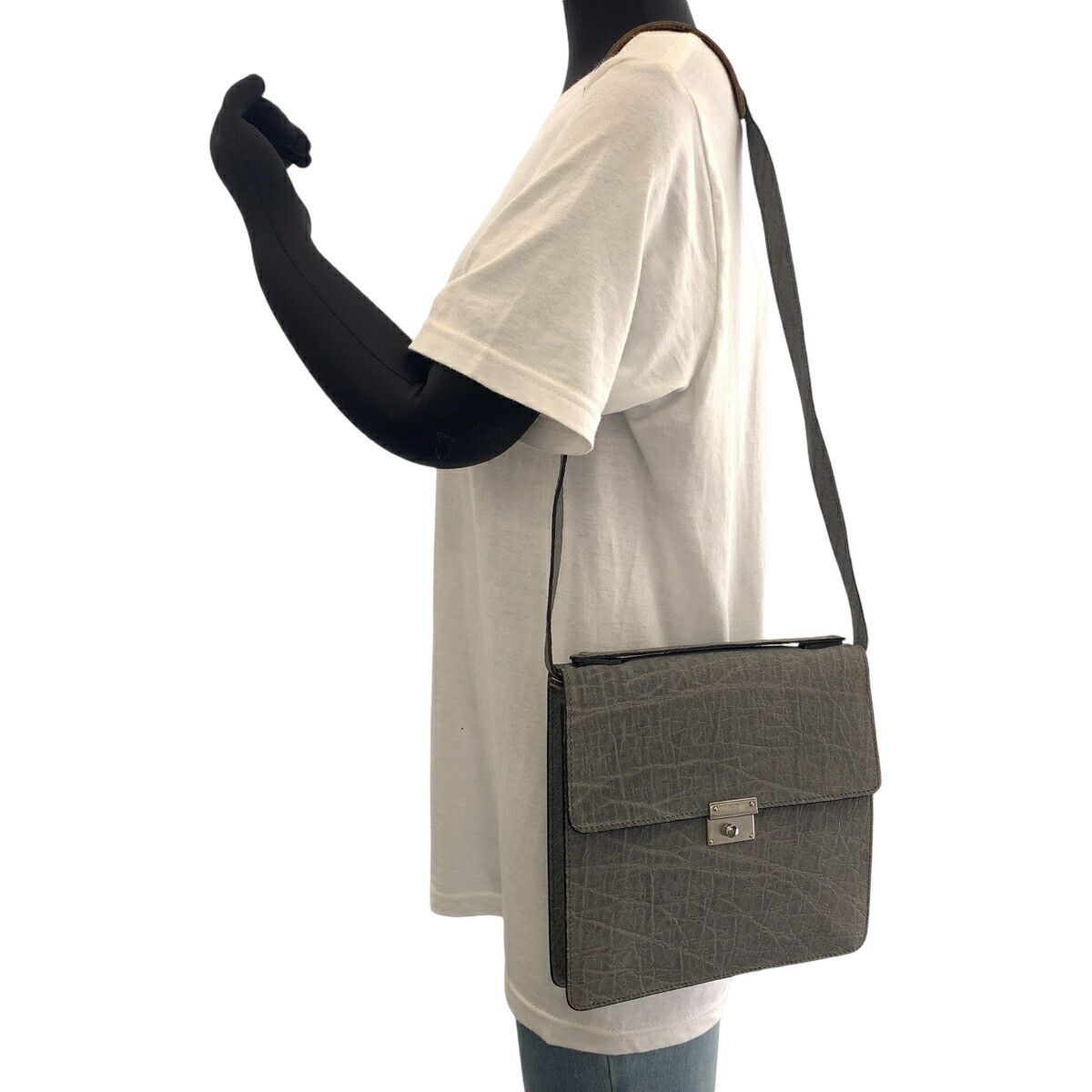 Valextra Valextra Valextra Elephant Shoulder Bag Grey Silver Hardware Natural Material Shoulder Bag Size ONE SIZE - 7 Thumbnail