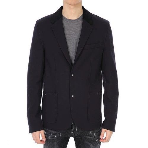Lanvin Blue Wool Corduroy Collar Suit Jacket Size US XL / EU 56 / 4 - 7 Thumbnail