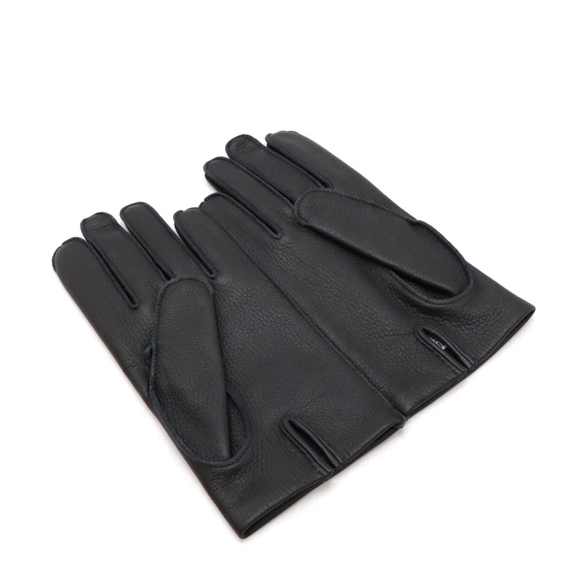Hermes HERMES H Stitch Deerskin Gloves Leather Black #8 Size ONE SIZE - 3 Thumbnail