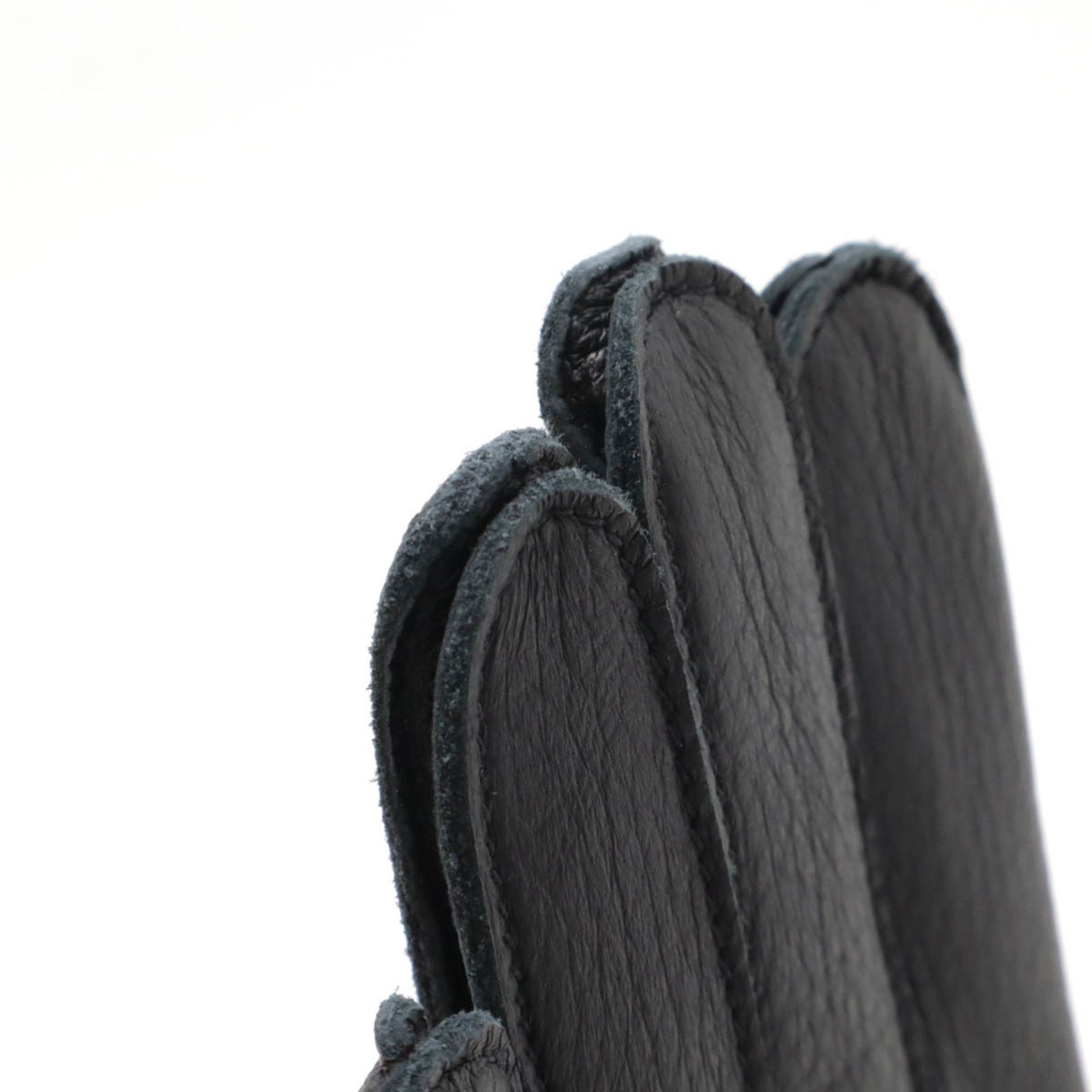 Hermes HERMES H Stitch Deerskin Gloves Leather Black #8 Size ONE SIZE - 4 Thumbnail
