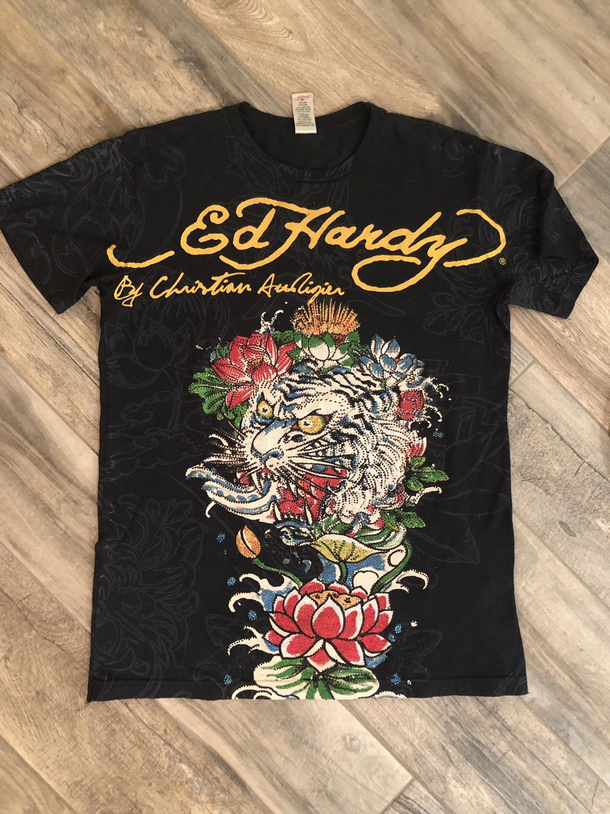 Ed Hardy Rhinestone on sale Tiger T-shirt