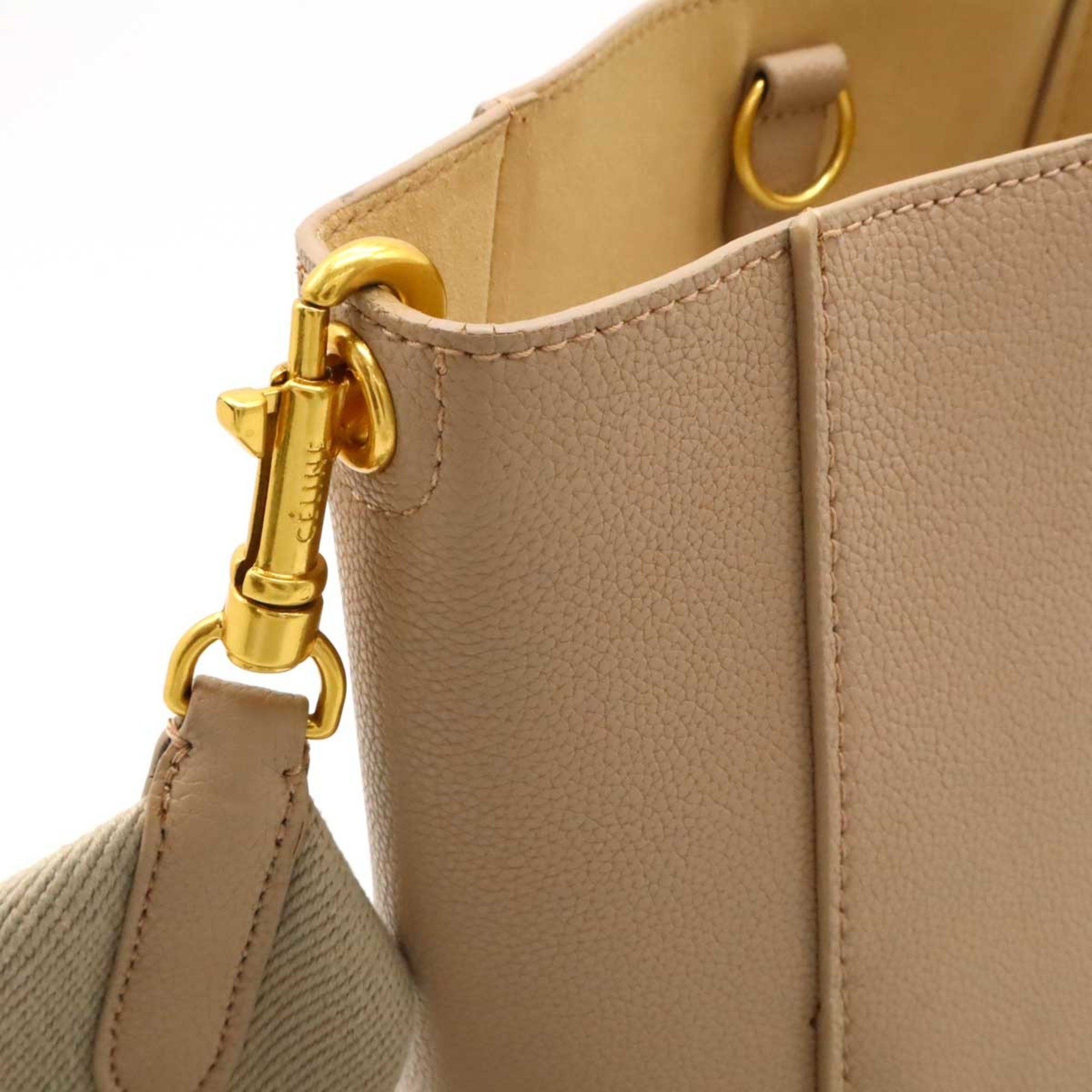 Celine CELINE Sangle Bucket Small Shoulder Bag Leather Beige 189303 Size ONE SIZE - 5 Thumbnail