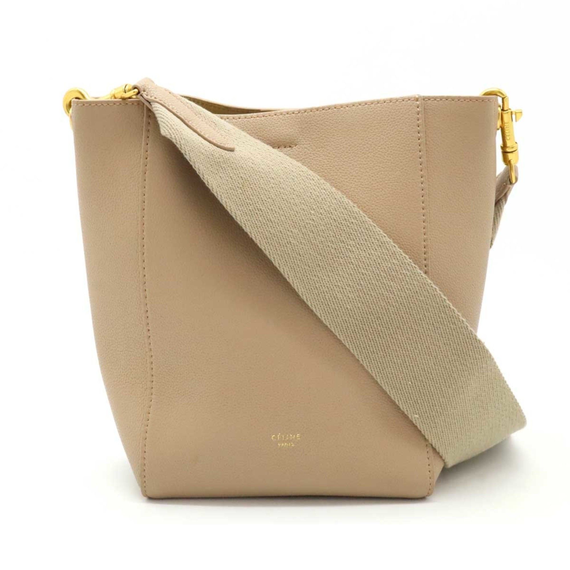 Celine CELINE Sangle Bucket Small Shoulder Bag Leather Beige 189303 Size ONE SIZE - 2 Thumbnail