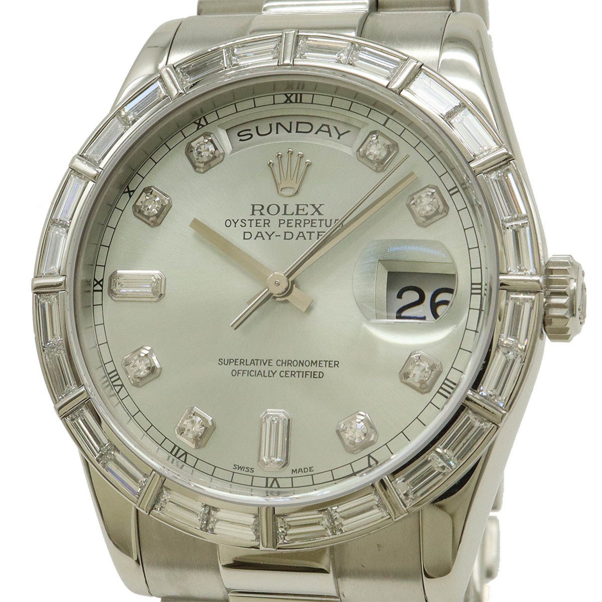 Rolex Rolex Day-Date Silver Dial Pt Platinum Diamond Bucket K Series Men's AT Automatic Watch 118366A Size ONE SIZE - 5 Thumbnail