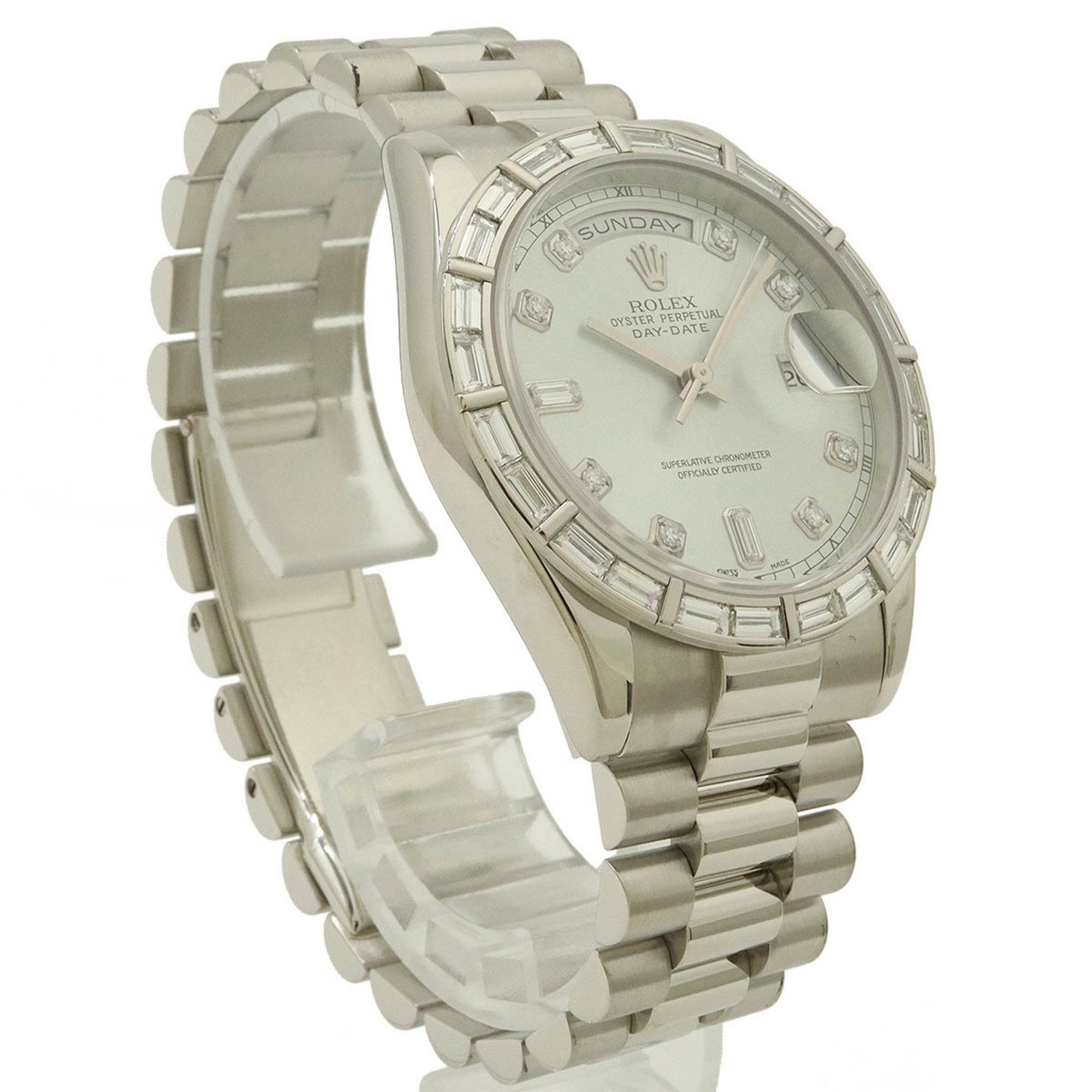 Rolex Rolex Day-Date Silver Dial Pt Platinum Diamond Bucket K Series Men's AT Automatic Watch 118366A Size ONE SIZE - 4 Thumbnail