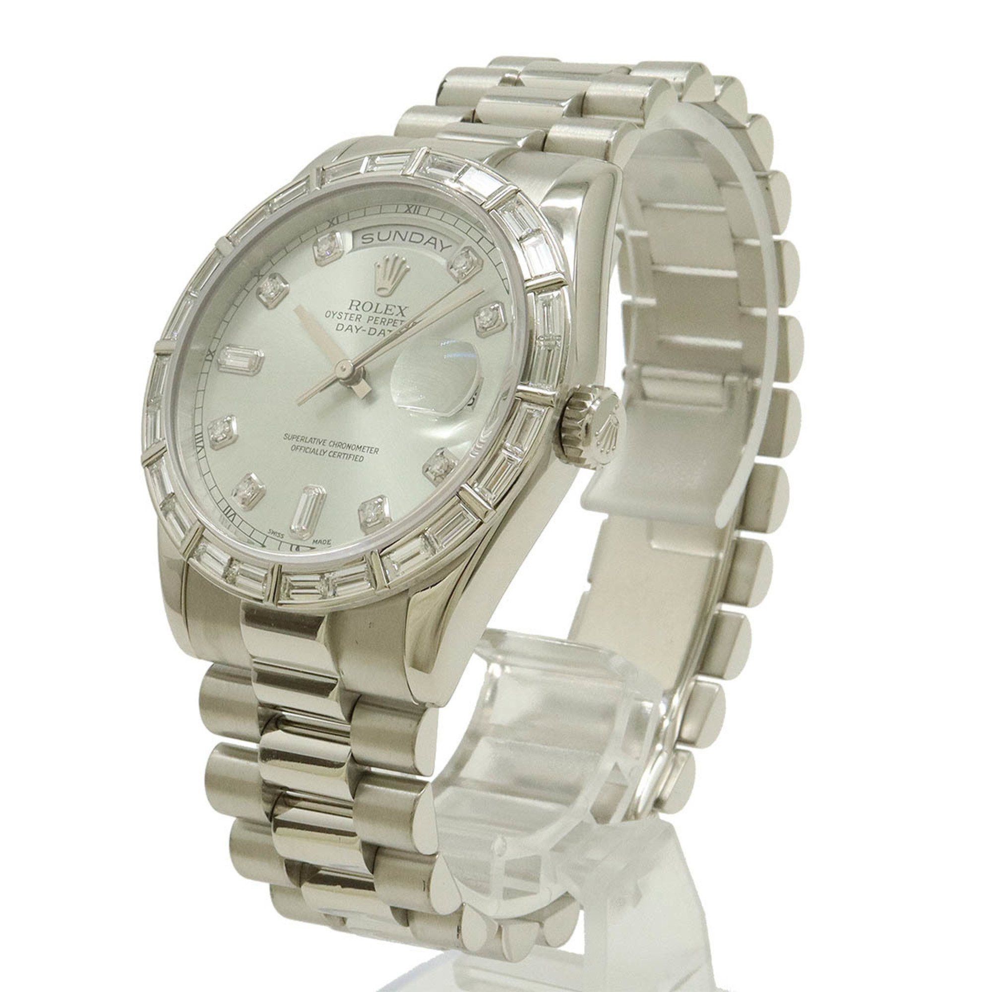 Rolex Rolex Day-Date Silver Dial Pt Platinum Diamond Bucket K Series Men's AT Automatic Watch 118366A Size ONE SIZE - 3 Thumbnail