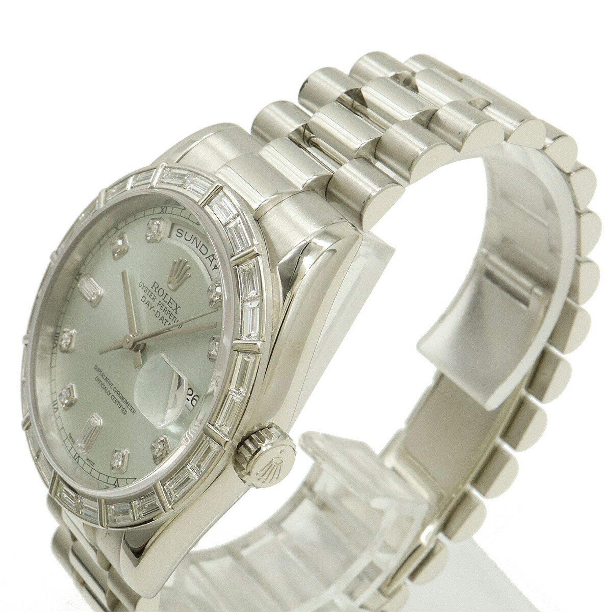 Rolex Rolex Day-Date Silver Dial Pt Platinum Diamond Bucket K Series Men's AT Automatic Watch 118366A Size ONE SIZE - 6 Thumbnail