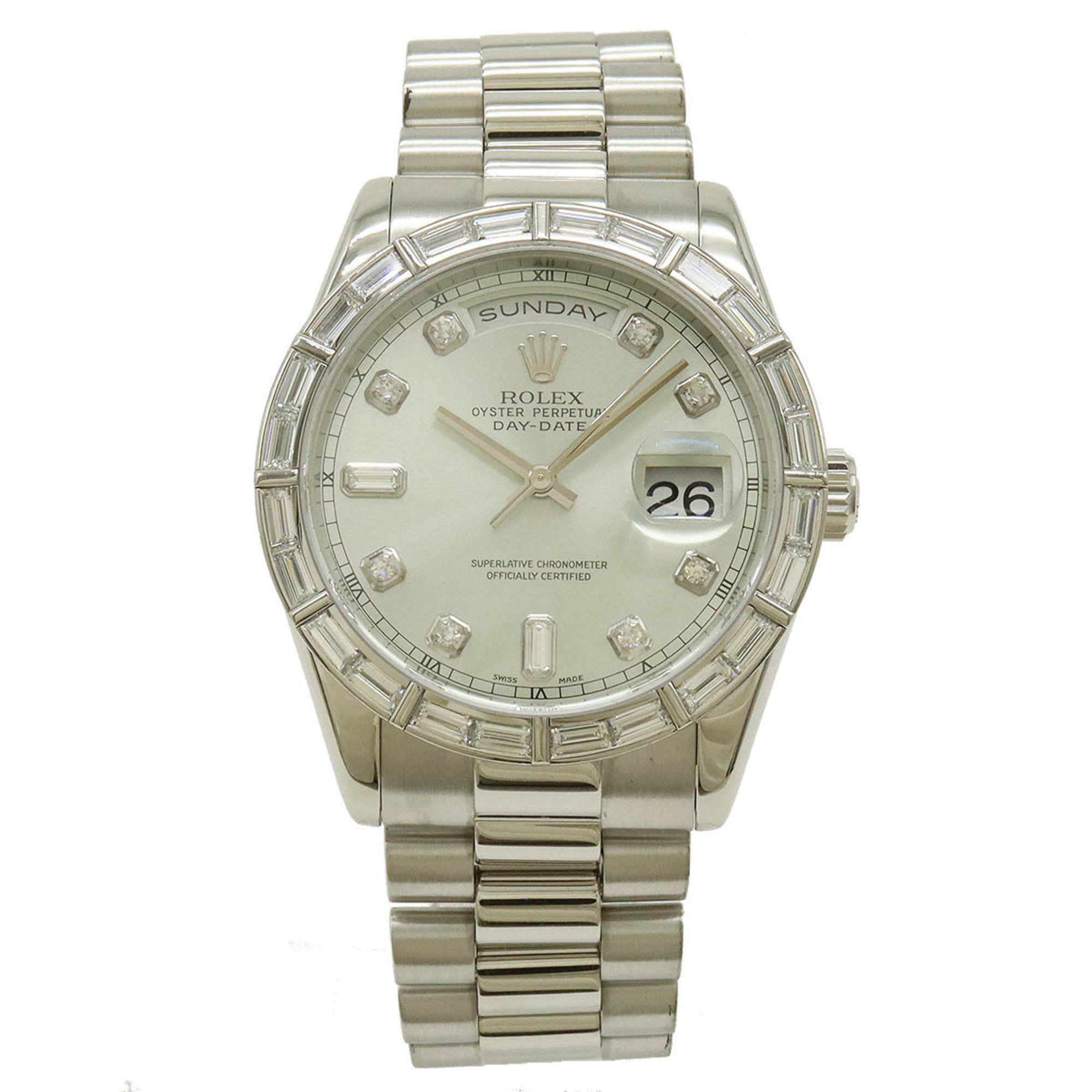 Rolex Rolex Day-Date Silver Dial Pt Platinum Diamond Bucket K Series Men's AT Automatic Watch 118366A Size ONE SIZE - 2 Thumbnail