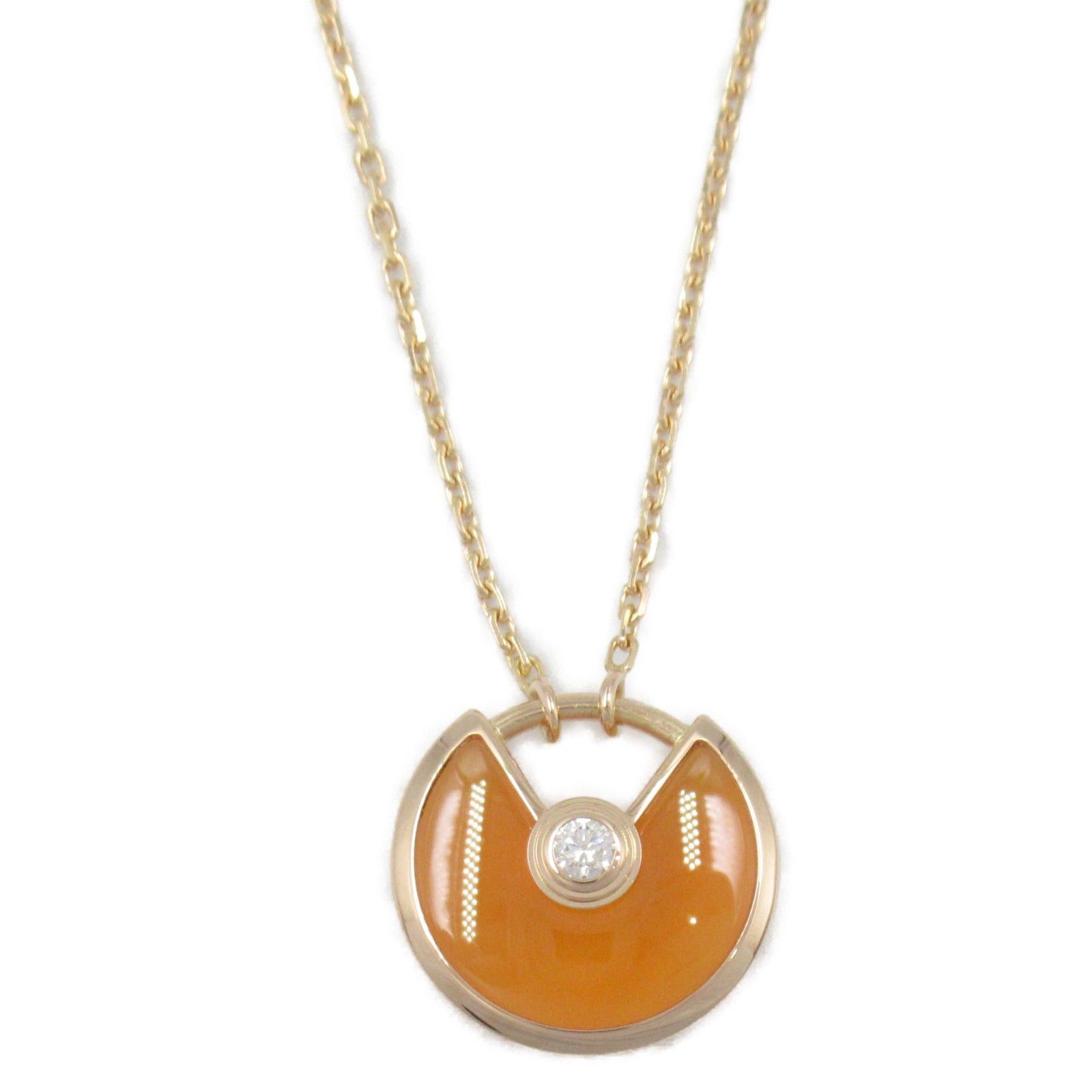 Cartier Cartier Amulet De Cartier Necklace Carnelian K18Pg (Pink Gold) Diamond Clear Orange Size ONE SIZE - 2 Thumbnail
