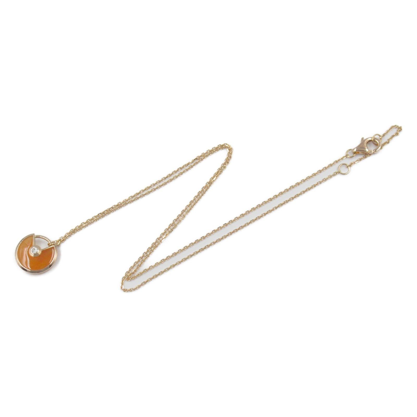 Cartier Cartier Amulet De Cartier Necklace Carnelian K18Pg (Pink Gold) Diamond Clear Orange Size ONE SIZE - 3 Thumbnail
