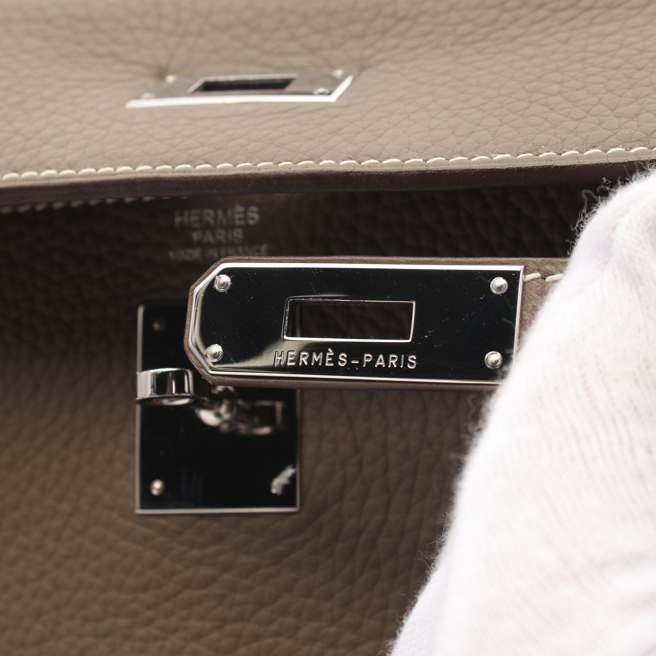 Hermes Hermes Kelly32 Etoupe Handbag Clemence Leather Gray Beige Silver Hardware Inner Stitch □N Engraved Size ONE SIZE - 11 Thumbnail