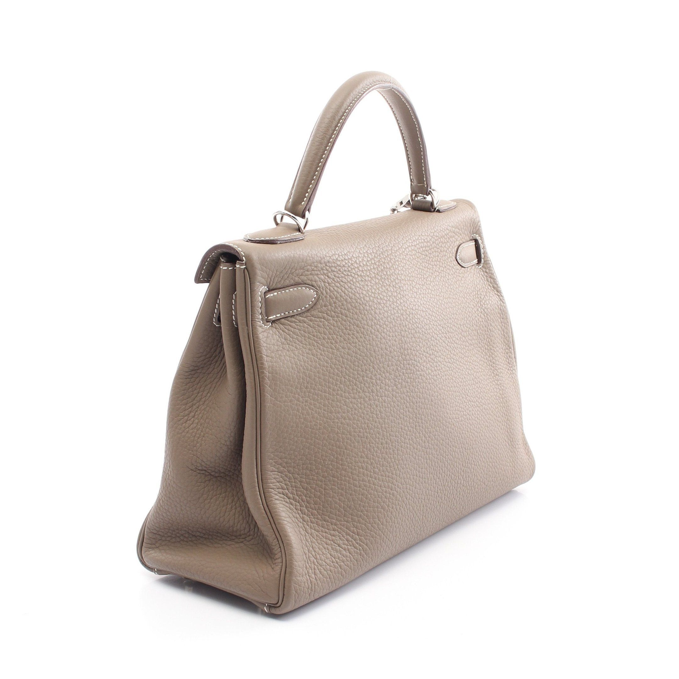 Hermes Hermes Kelly32 Etoupe Handbag Clemence Leather Gray Beige Silver Hardware Inner Stitch □N Engraved Size ONE SIZE - 2 Thumbnail