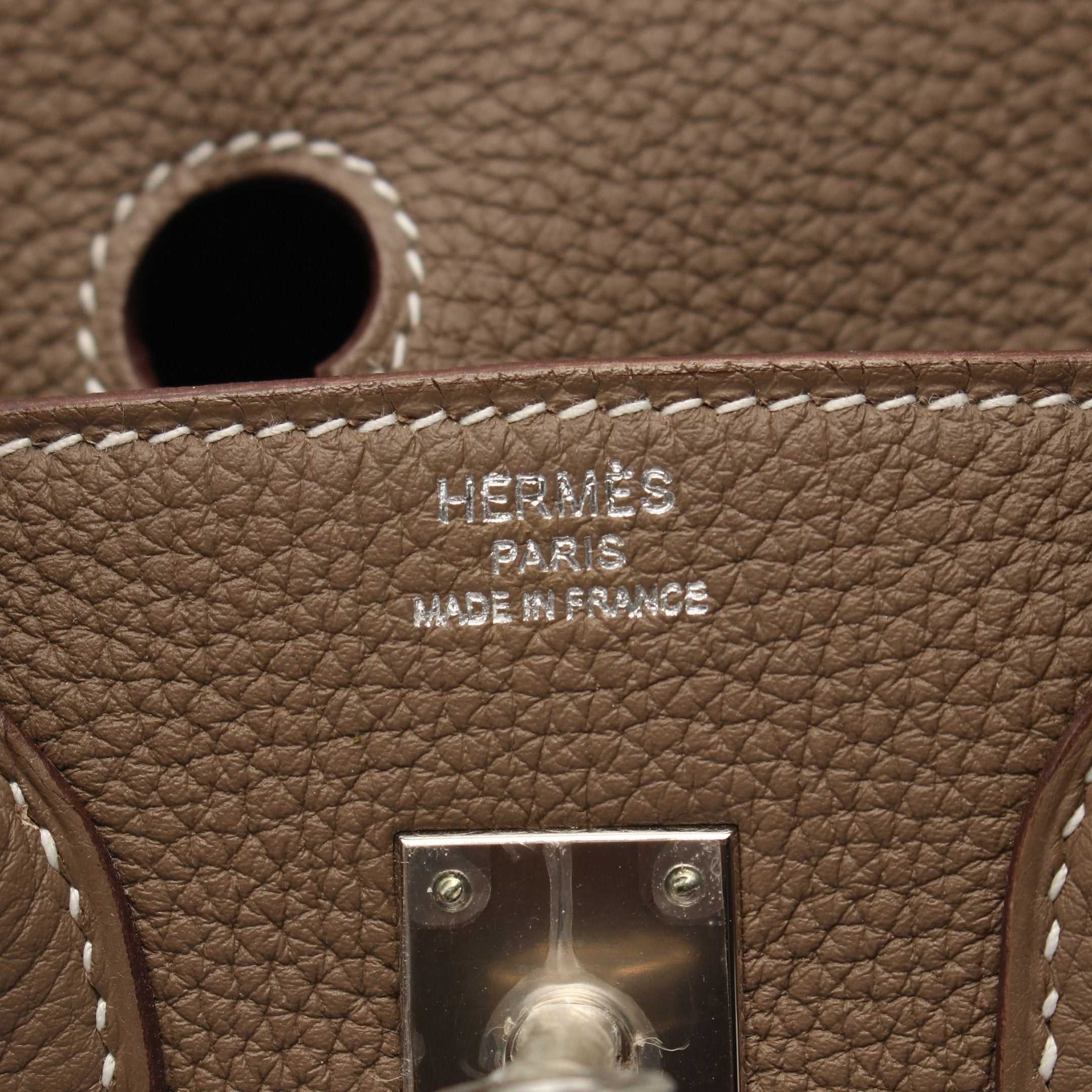 Hermes Hermes Birkin 25 Etoupe Handbag Togo Gray Beige Silver Hardware Z Stamp Size ONE SIZE - 4 Thumbnail