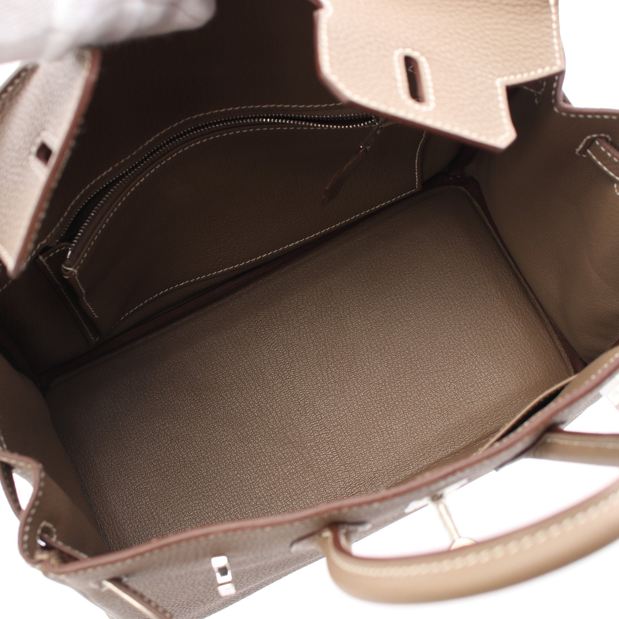 Hermes Hermes Birkin 25 Etoupe Handbag Togo Gray Beige Silver Hardware Z Stamp Size ONE SIZE - 3 Thumbnail