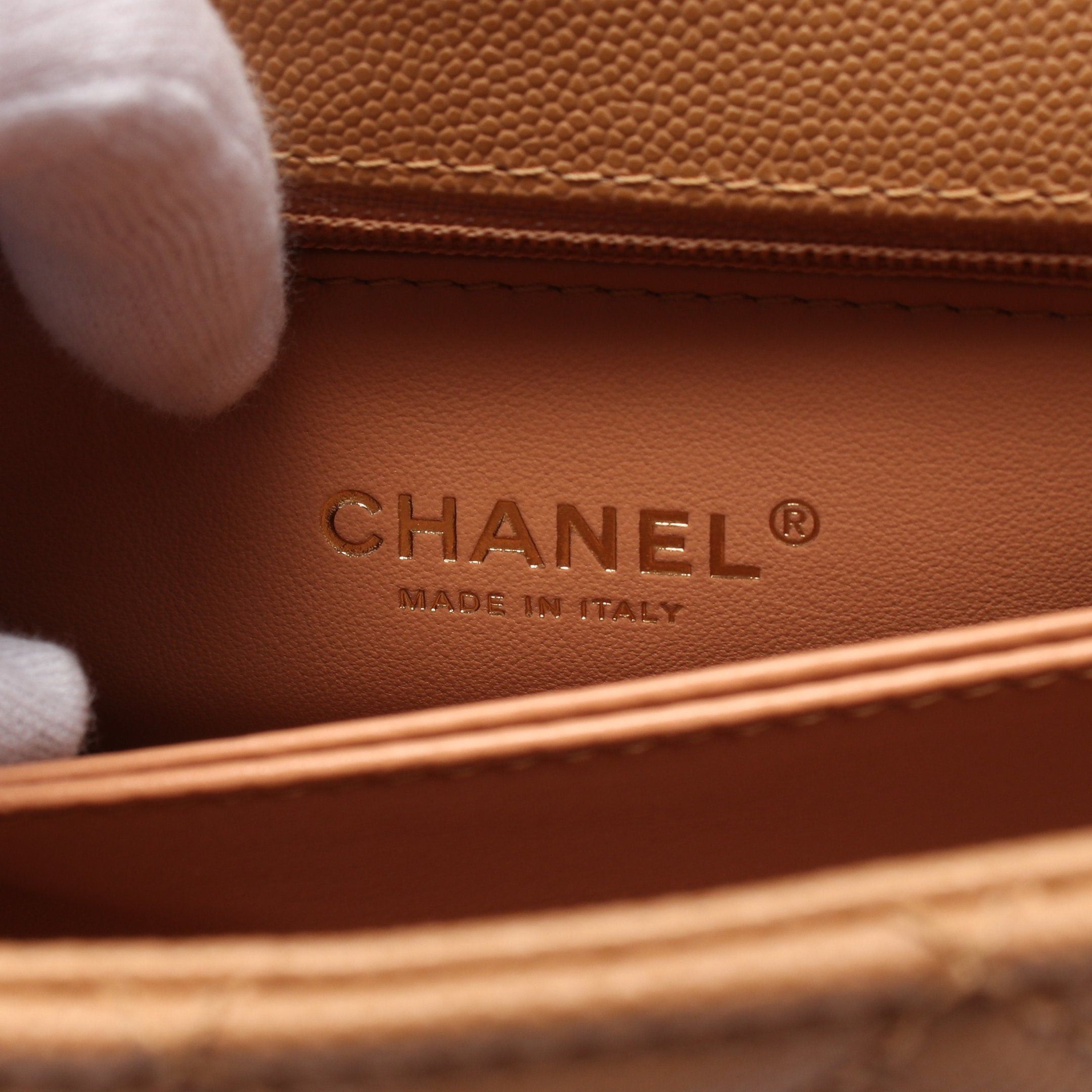 Chanel Chanel Coco Handle Flap Matelasse Handbag Caviar Skin Light Brown Gold Hardware Size ONE SIZE - 4 Thumbnail