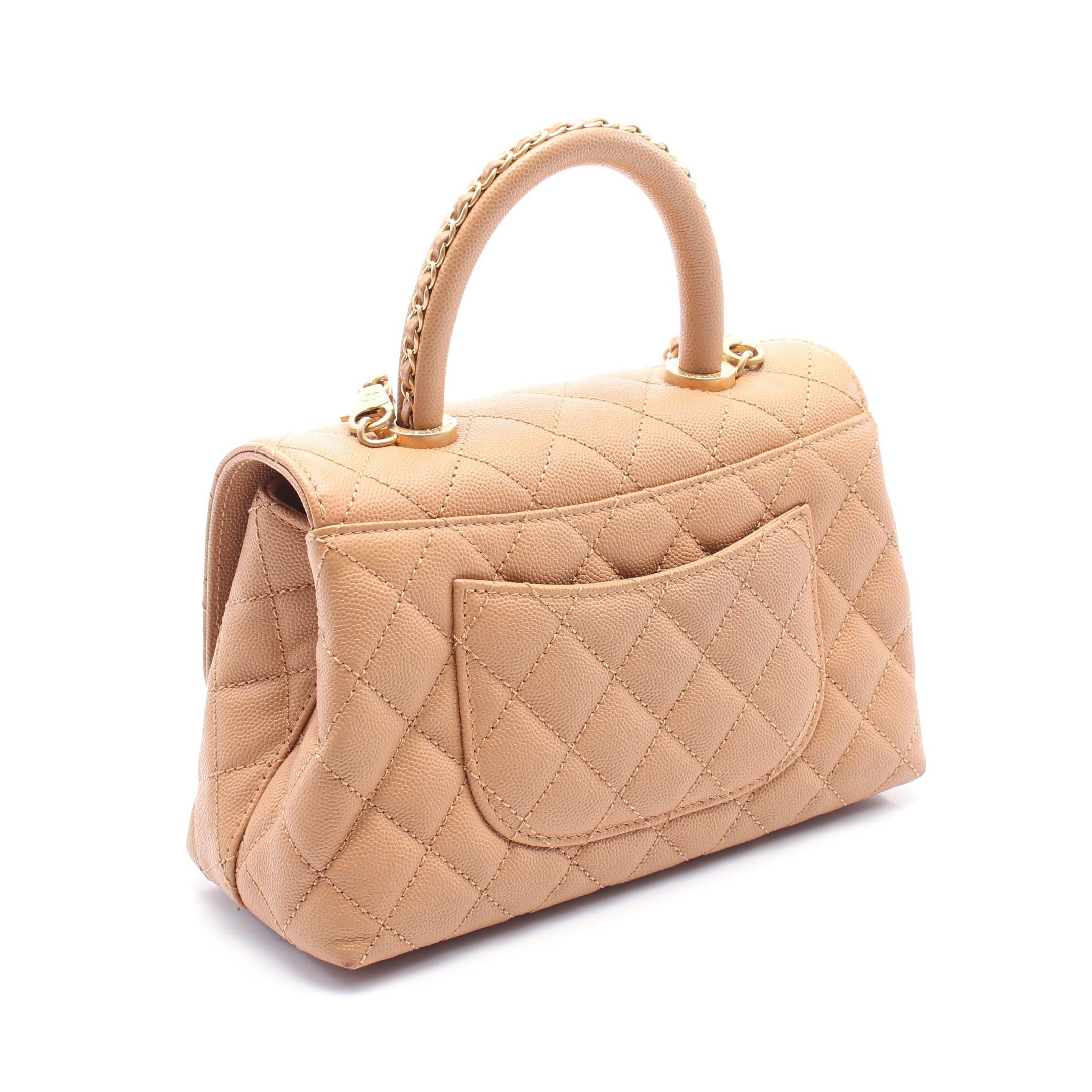 Chanel Chanel Coco Handle Flap Matelasse Handbag Caviar Skin Light Brown Gold Hardware Size ONE SIZE - 2 Thumbnail