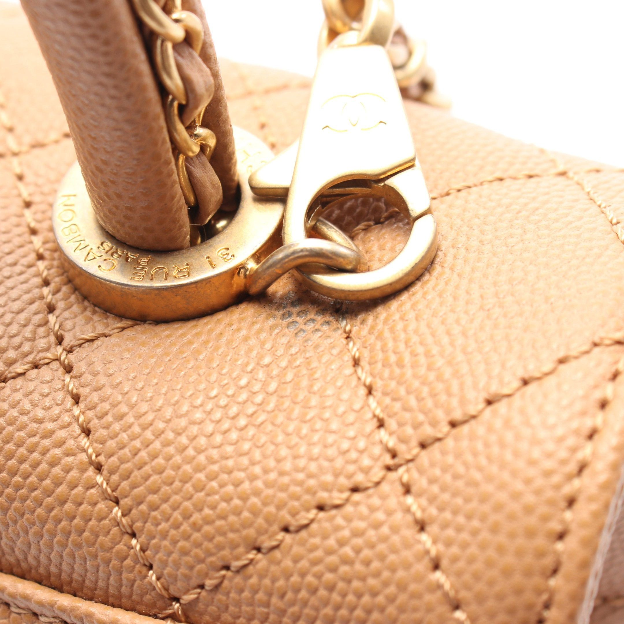 Chanel Chanel Coco Handle Flap Matelasse Handbag Caviar Skin Light Brown Gold Hardware Size ONE SIZE - 8 Thumbnail