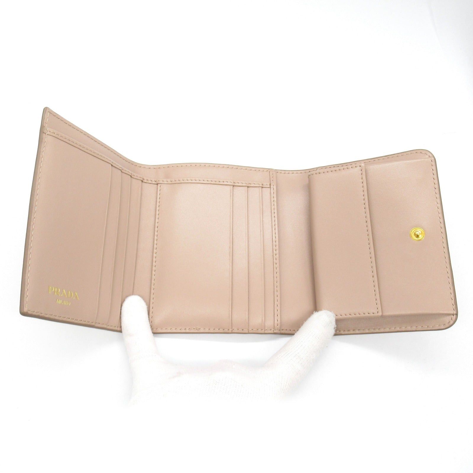Prada Prada Trifold Wallet Saffiano Leather Beige Pink Size ONE SIZE - 5 Thumbnail