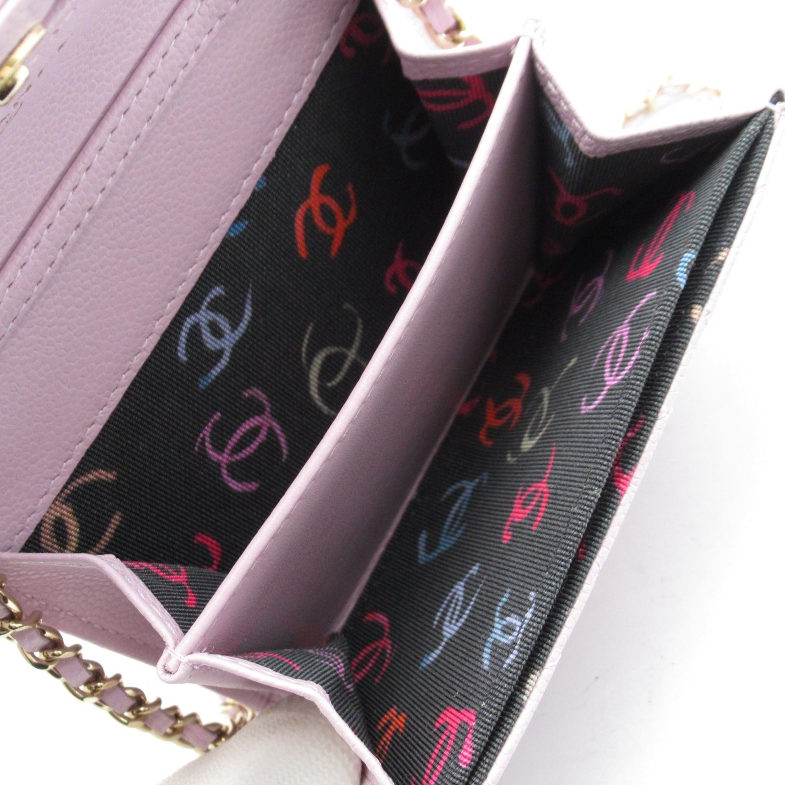 Chanel Chanel Matelasse With Chain Card Holder Shoulder Key Ring Caviar Skin (Grained Calf) Purple Lavender Gold Hardware Size ONE SIZE - 6 Thumbnail