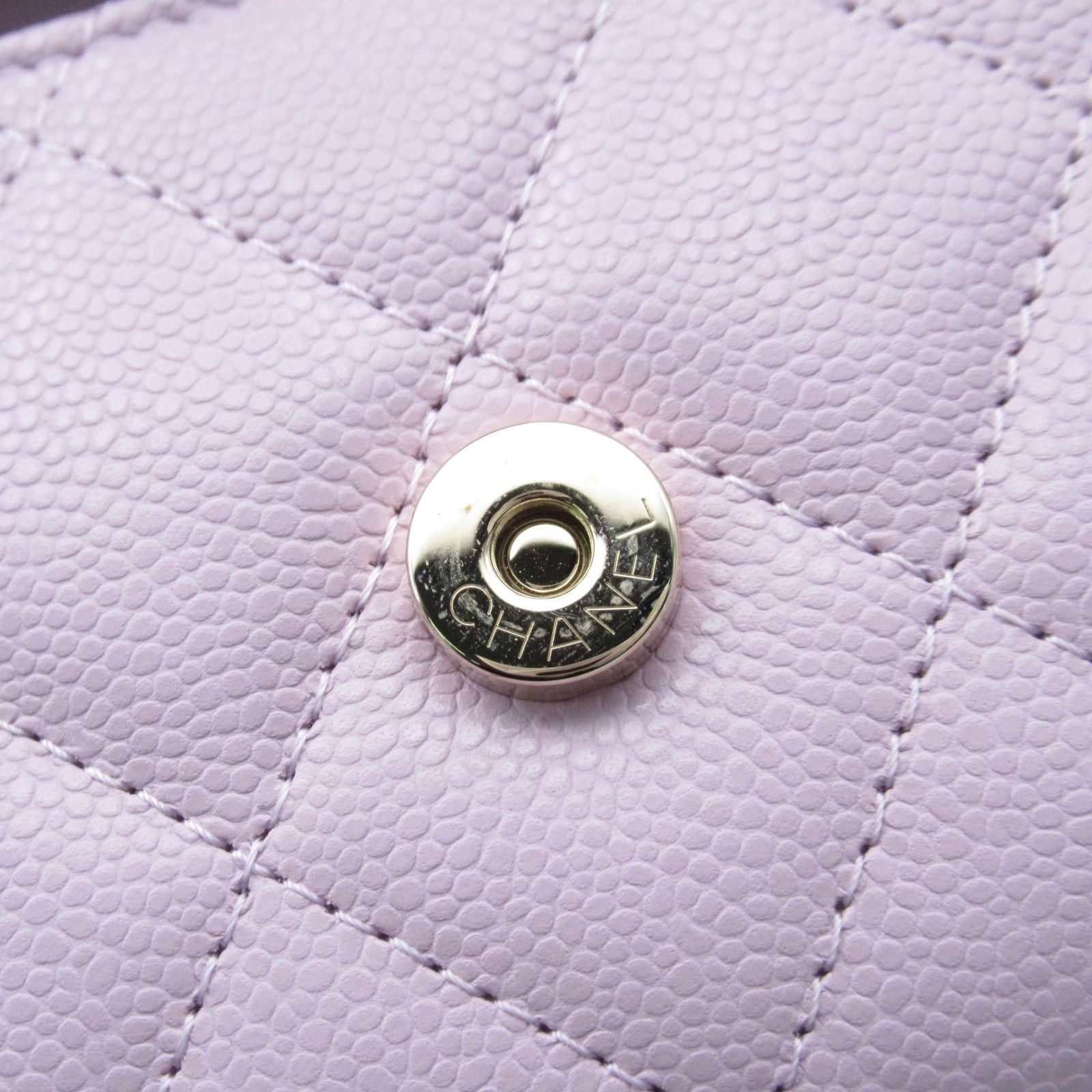 Chanel Chanel Matelasse With Chain Card Holder Shoulder Key Ring Caviar Skin (Grained Calf) Purple Lavender Gold Hardware Size ONE SIZE - 10 Thumbnail