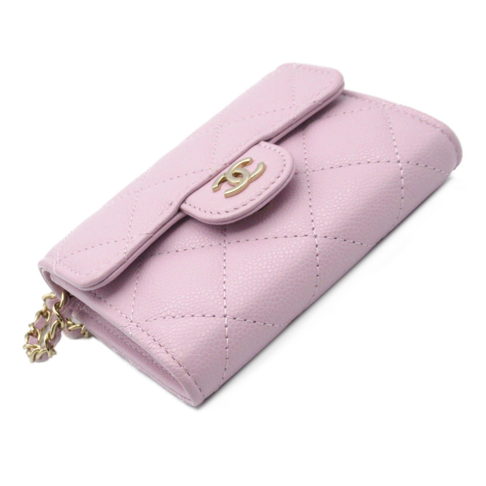 Chanel Chanel Matelasse With Chain Card Holder Shoulder Key Ring Caviar Skin (Grained Calf) Purple Lavender Gold Hardware Size ONE SIZE - 3 Thumbnail